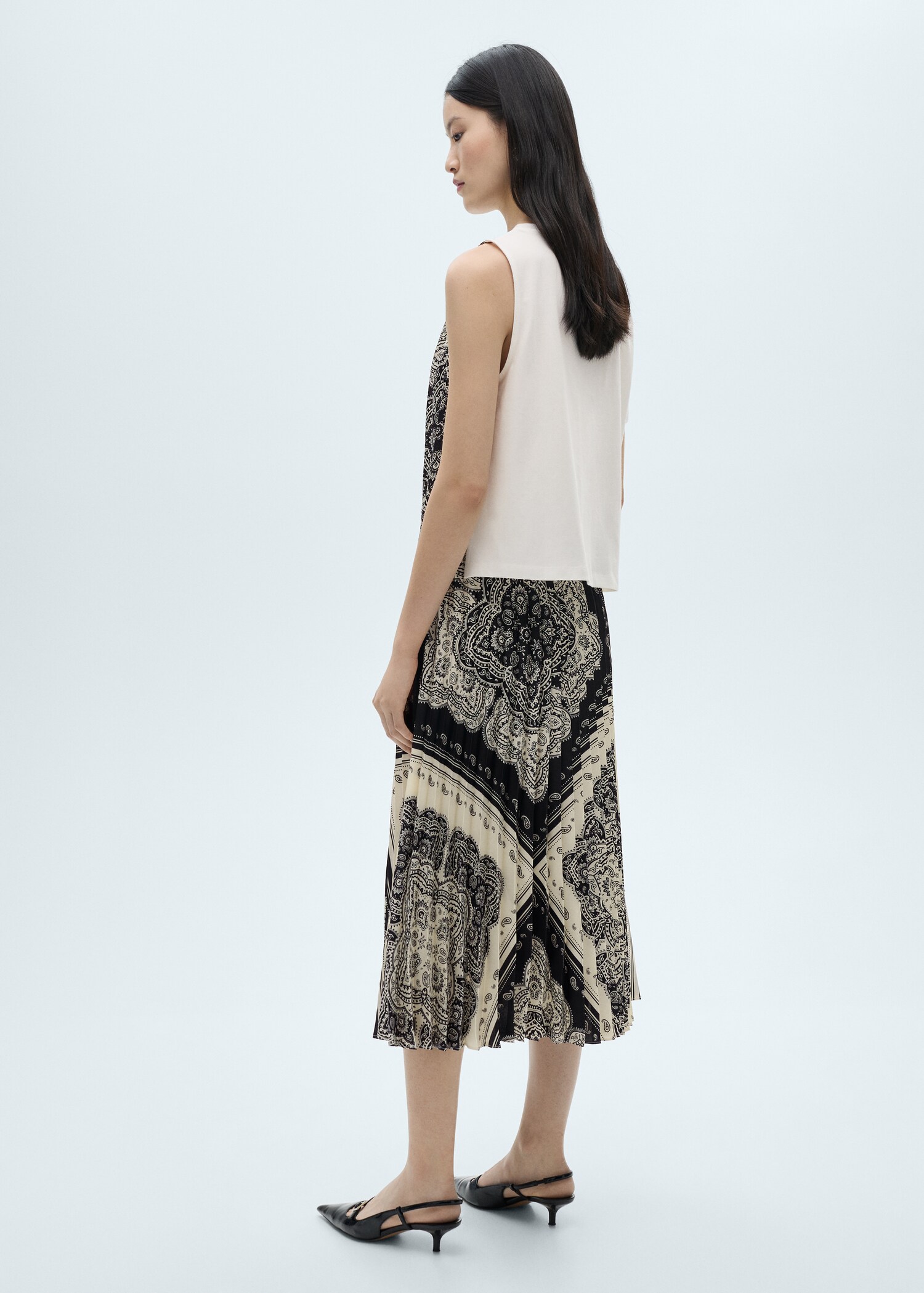 Paisley-print pleated skirt - Reverse of the article
