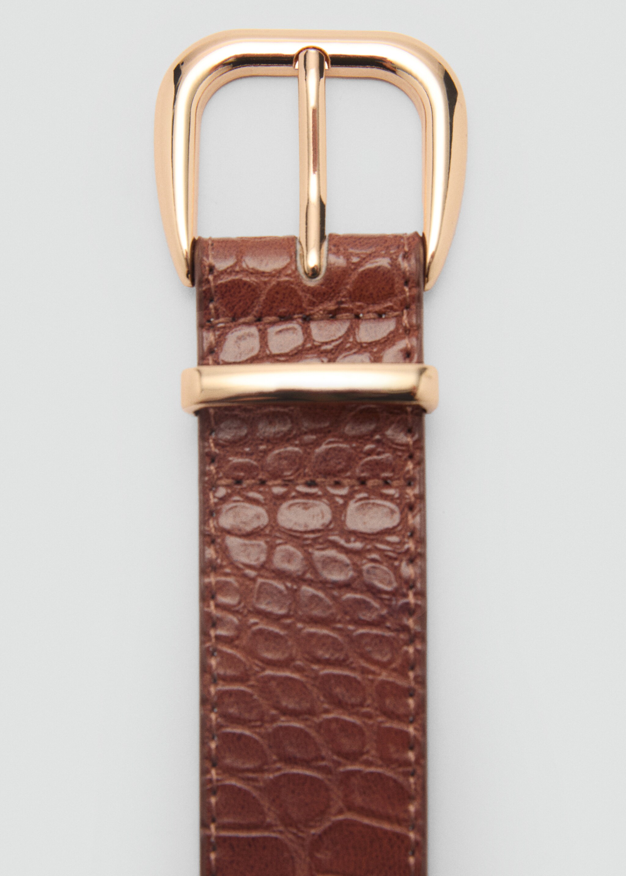 Crocodile-effect belt - Medium plane, Brown. Ref: 87080591-00.