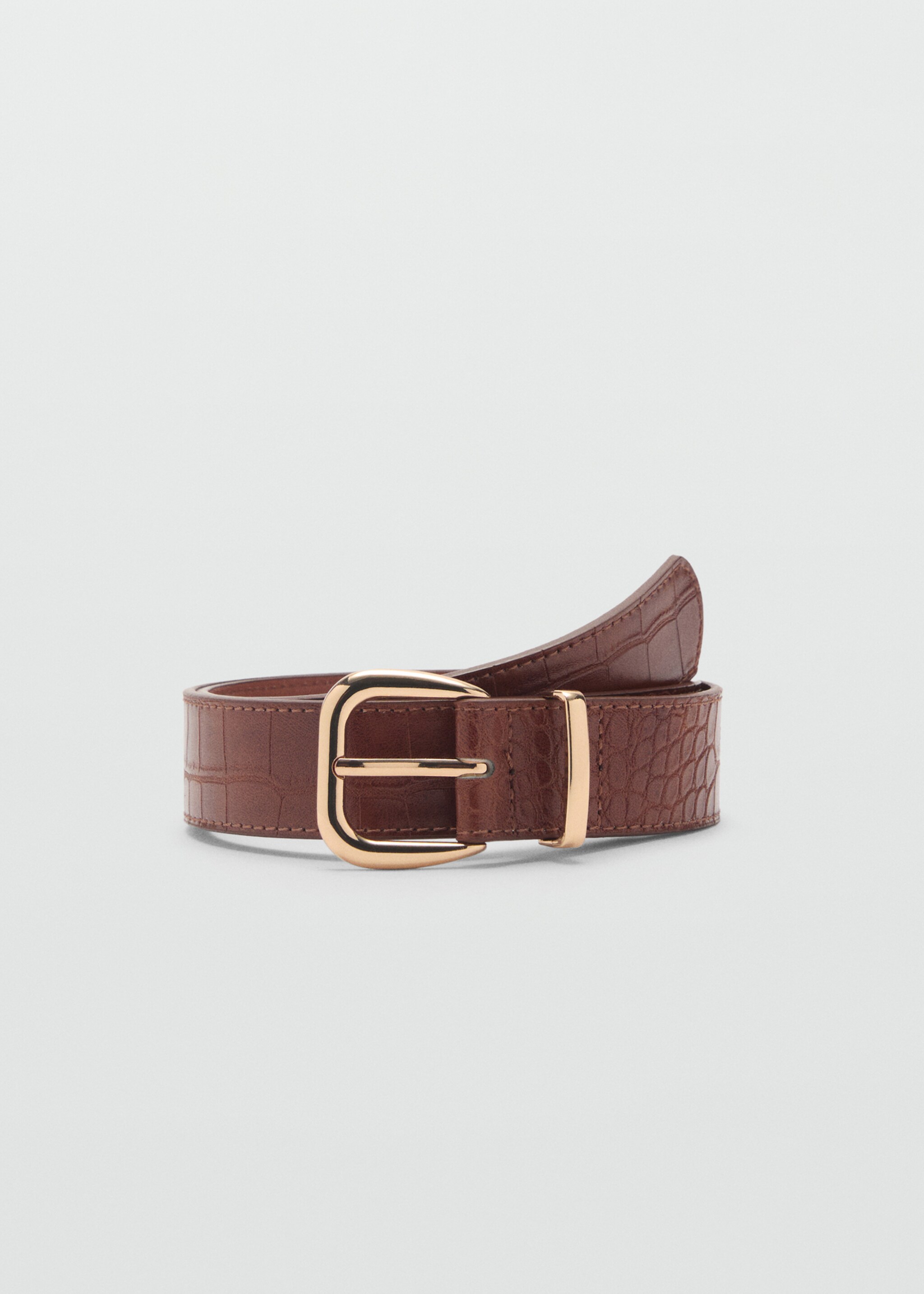 Crocodile-effect belt - Article without model, Brown. Ref: 87080591-00.