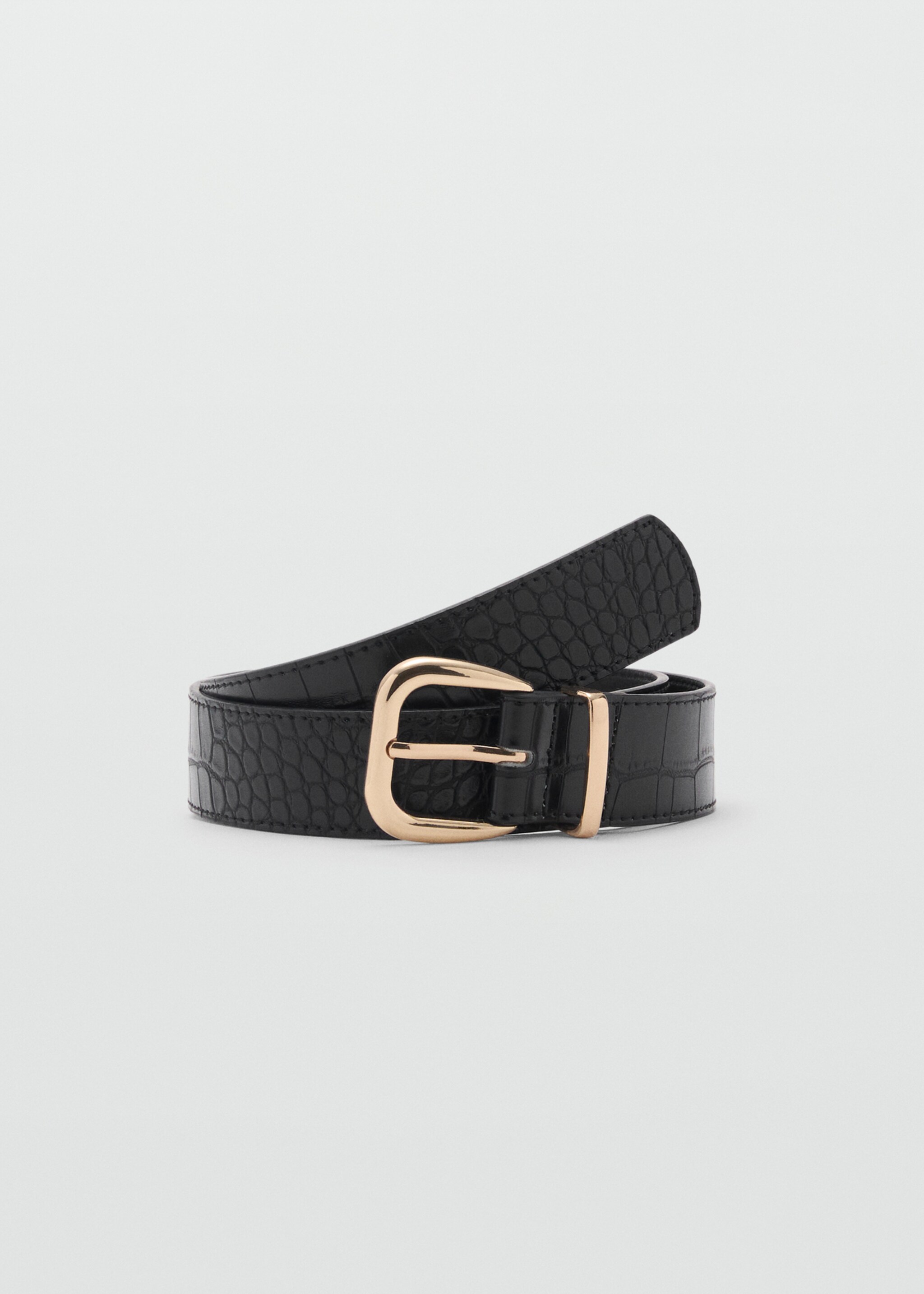 Crocodile-effect belt - Article without model, Black. Ref: 87080591-00.