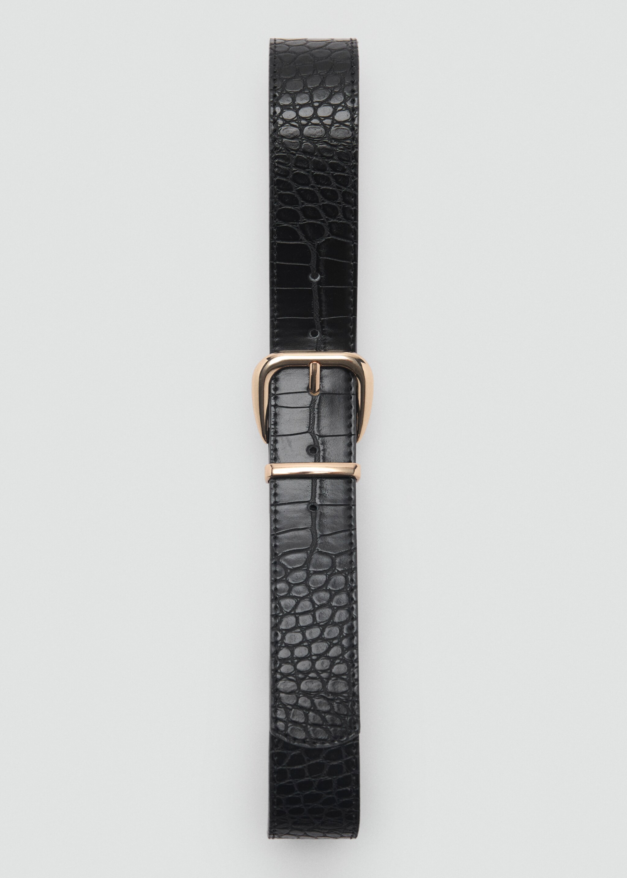Crocodile-effect belt - Details of the article 2, Black. Ref: 87080591-00.