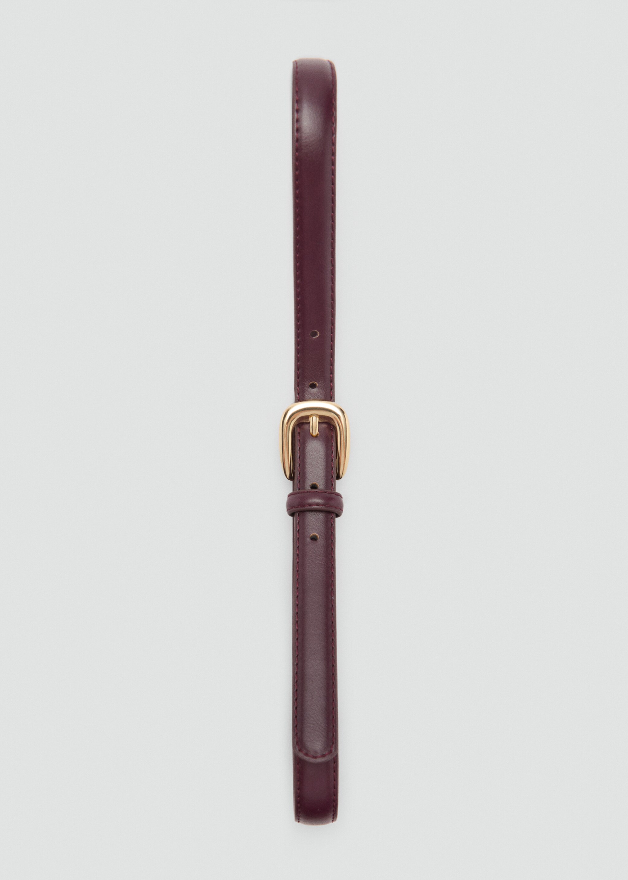 Skinny faux-effect belt - Details of the article 2, Burgundy. Ref: 87080592-00.