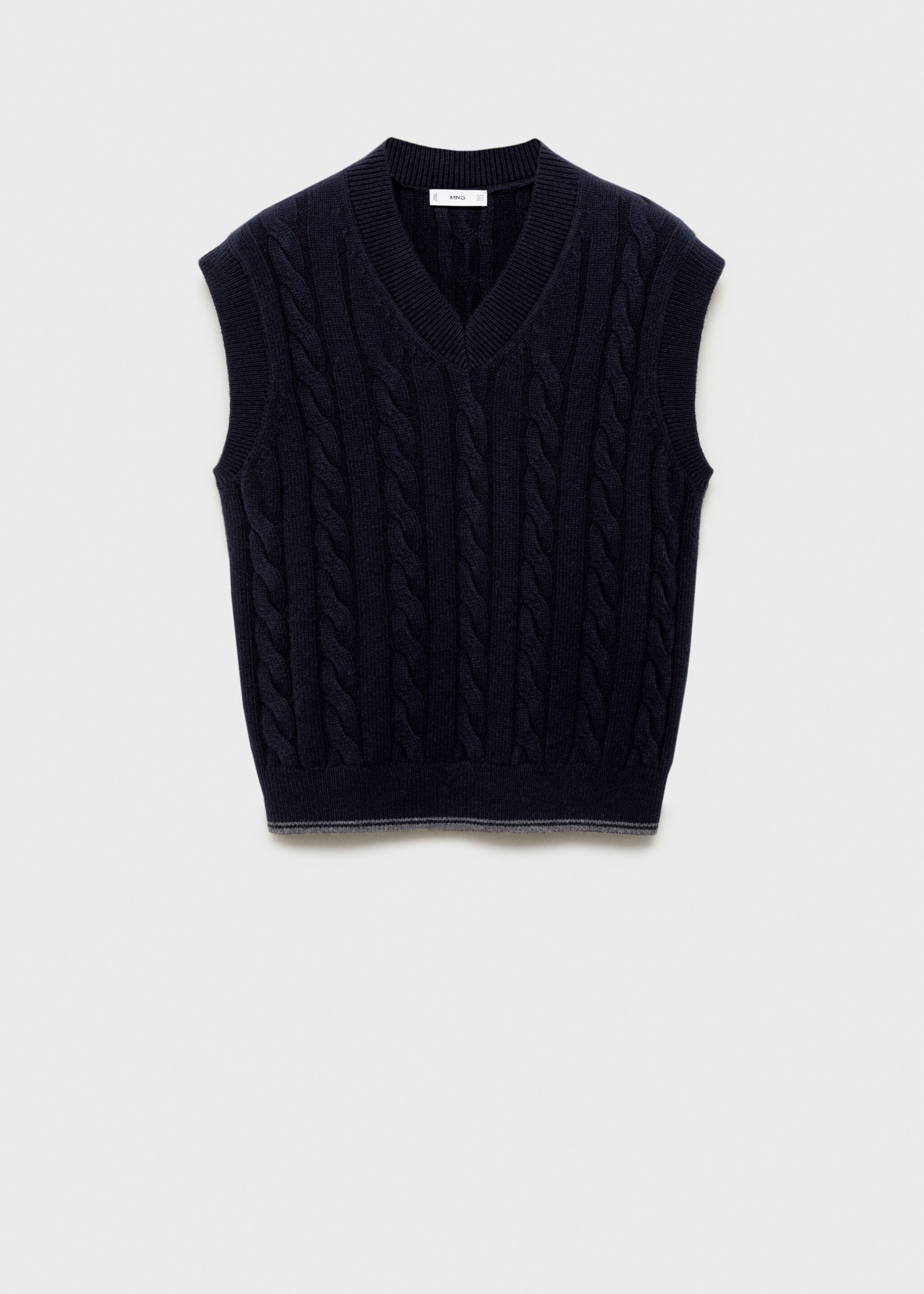 Braided knitted wool waistcoat - Article without model, Dark Navy. Ref: 87080598-00.