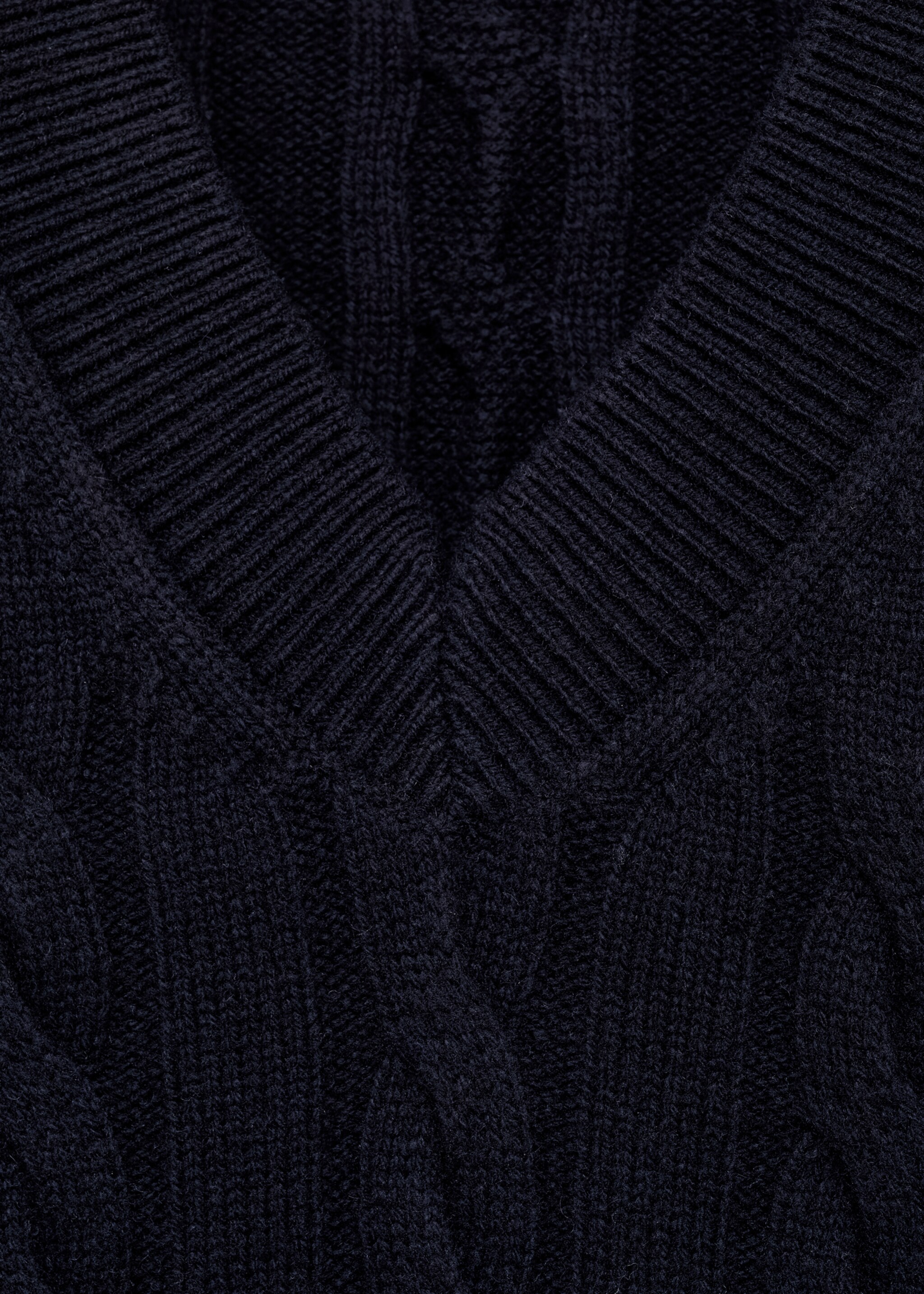 Braided knitted wool waistcoat - Details of the article 8, Dark Navy. Ref: 87080598-00.