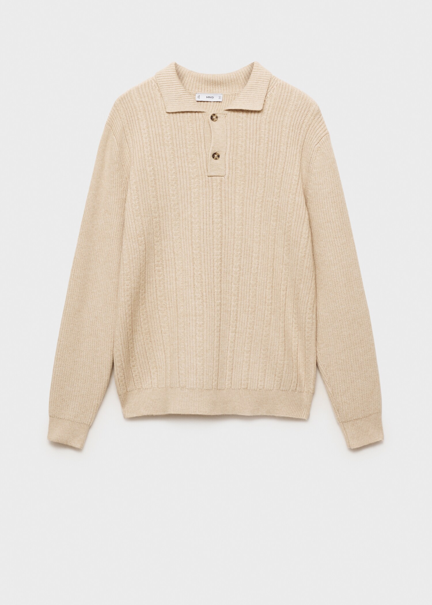 Knitted structured polo sweater - Article without model