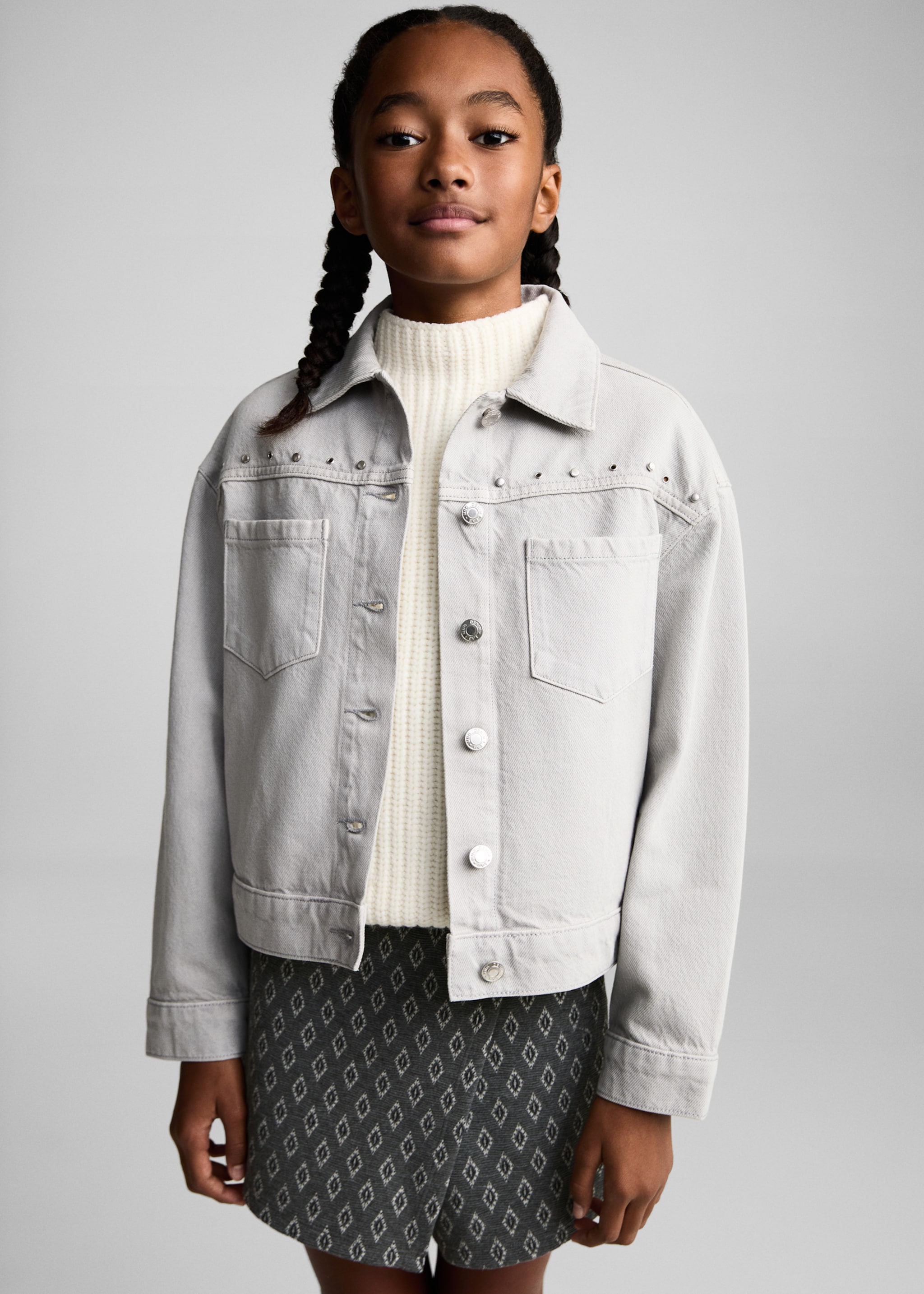 Faldilla pantaló estampada - Pla mig, Gris antracita. Ref: 87080608-00.