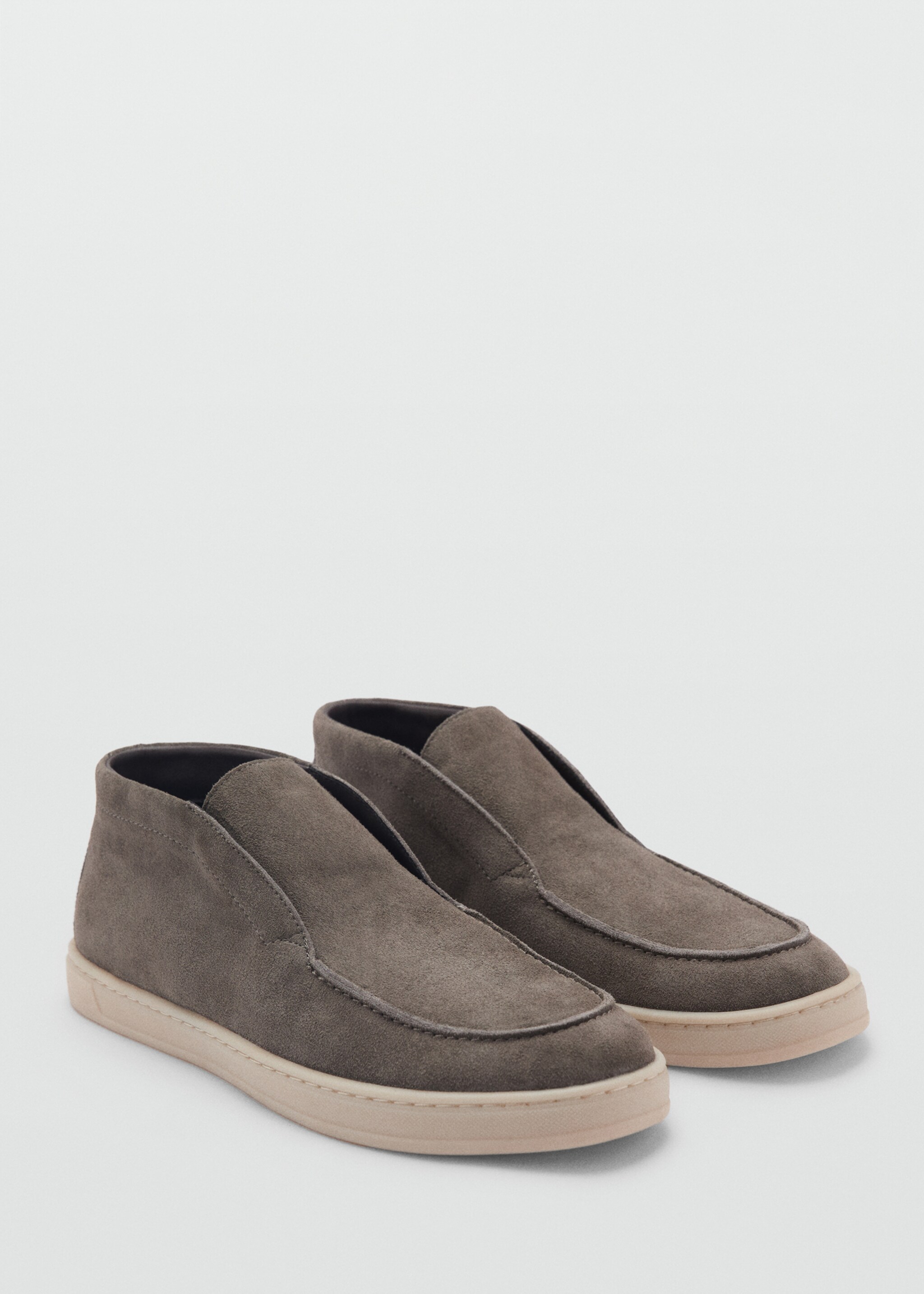 Casual suede leather ankle boots - Medium plane, Khaki. Ref: 87080609-00.
