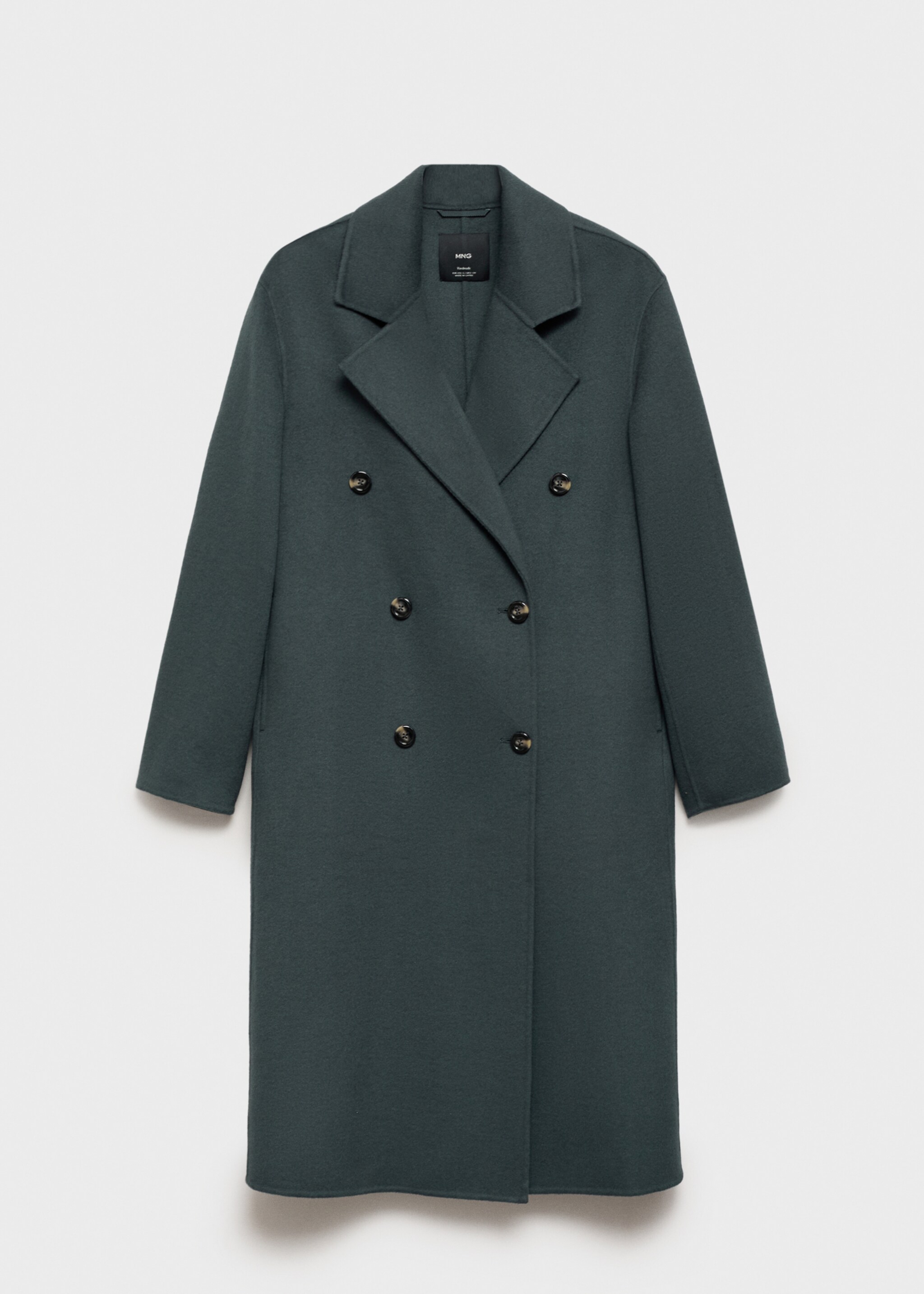 Handmade Oversize-Wollmantel - Artikel ohne Model, Petrolblau. Ref: 87080615-00.