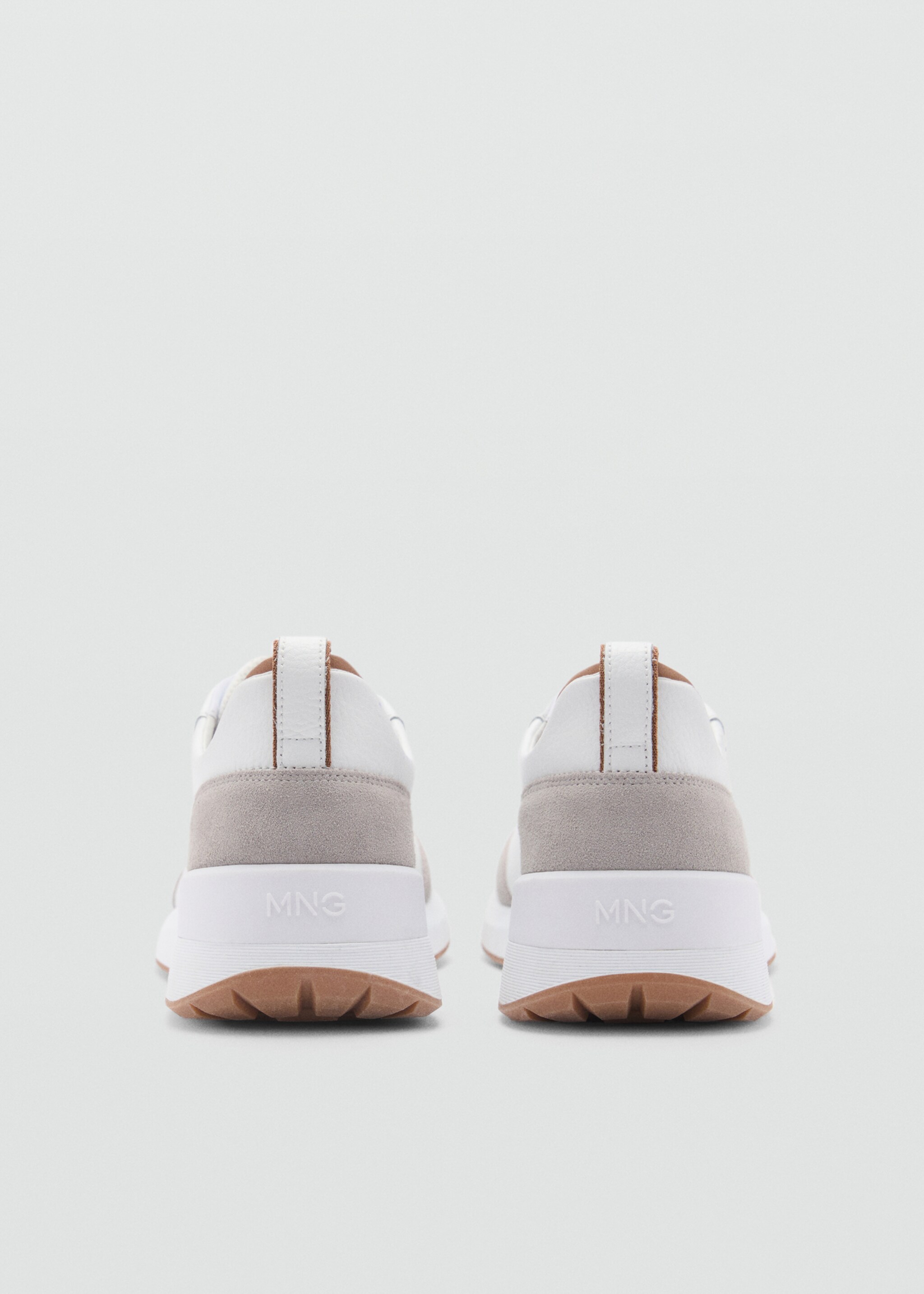 Leather mixed sneakers - Details of the article 1, White. Ref: 87080616-00.