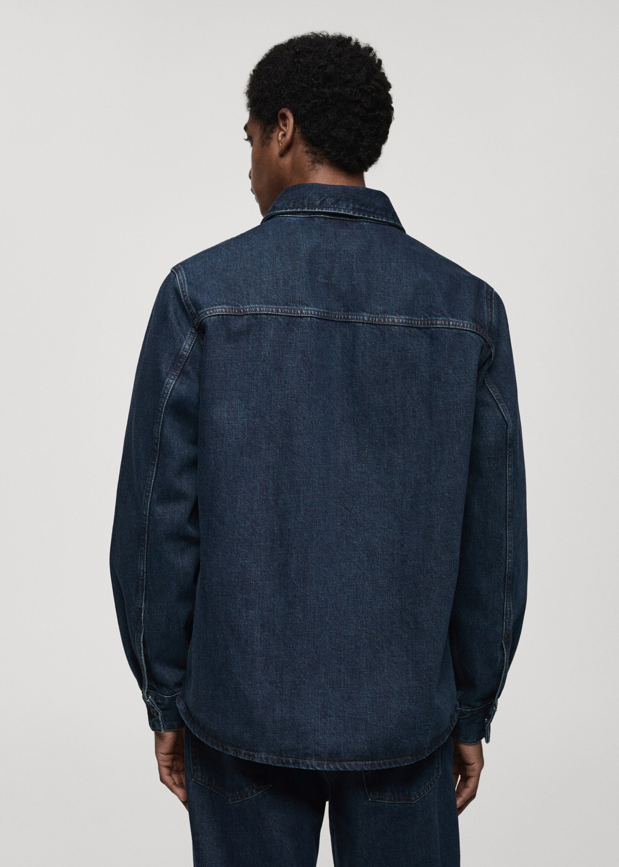 Regular-fit denim overshirt - Reverse of the article, Open Blue. Ref: 87080618-00.