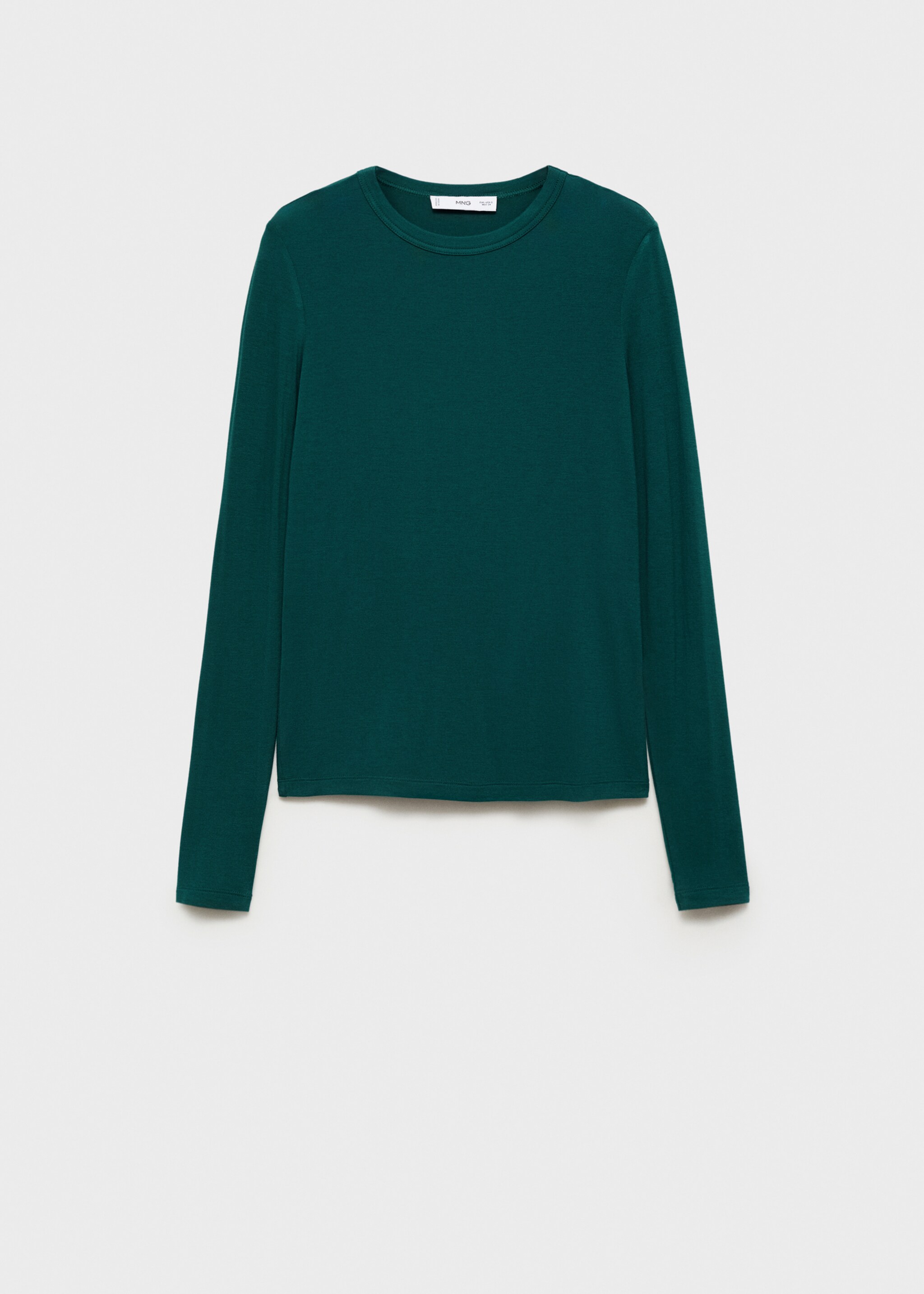 Round-neck long-sleeved t-shirt - Article without model, Dark Green. Ref: 87080619-00.