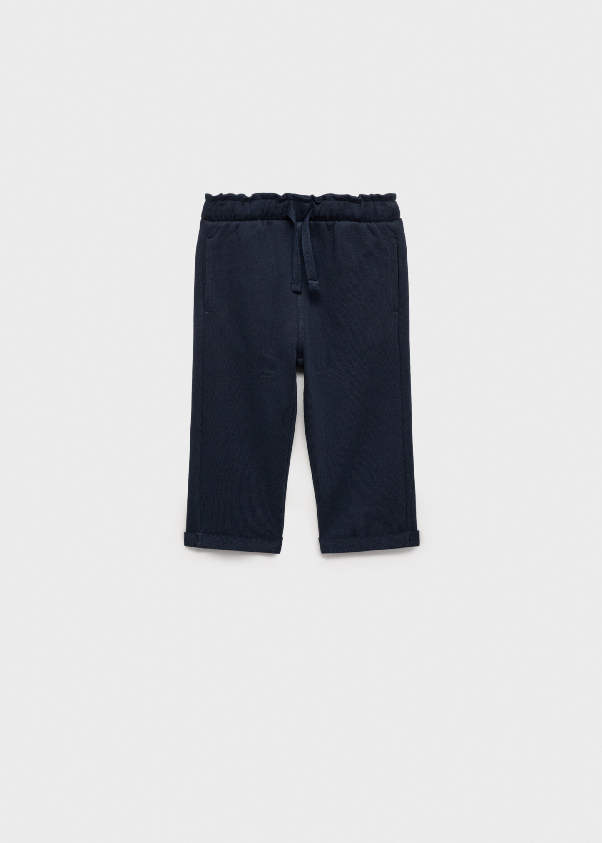 Elastic waist cotton trousers - Article without model, Dark Navy. Ref: 87080620-00.