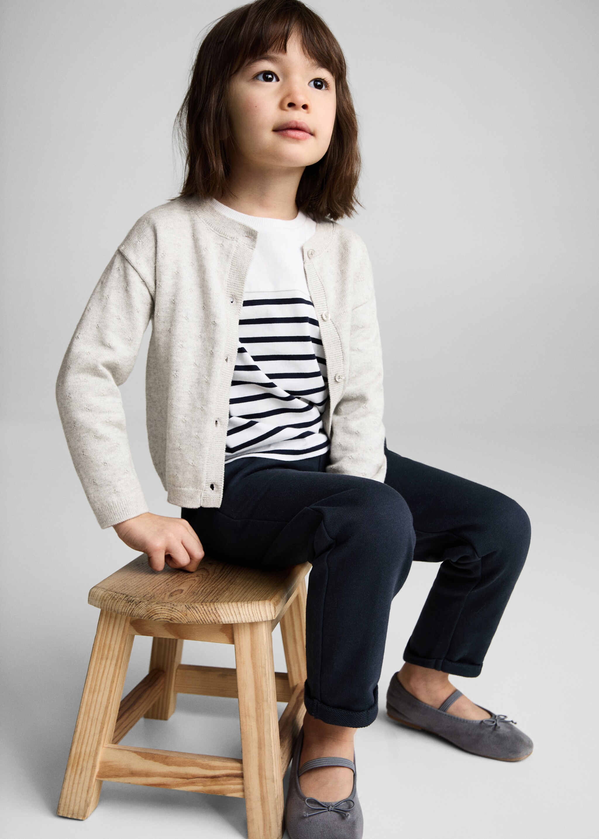 Elastic waist cotton trousers - Details of the article 2, Dark Navy. Ref: 87080620-00.