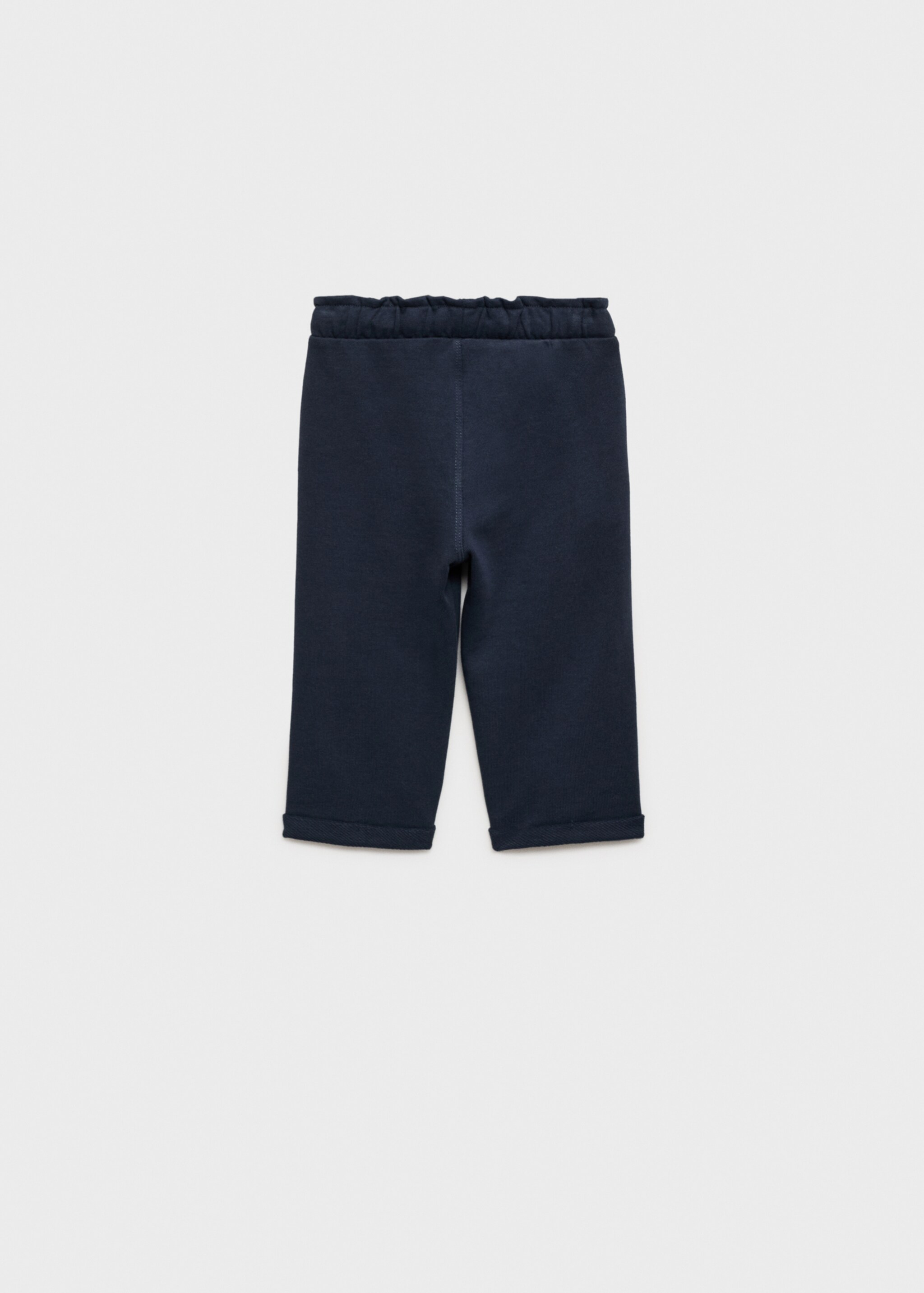 Elastic waist cotton trousers - Reverse of the article, Dark Navy. Ref: 87080620-00.