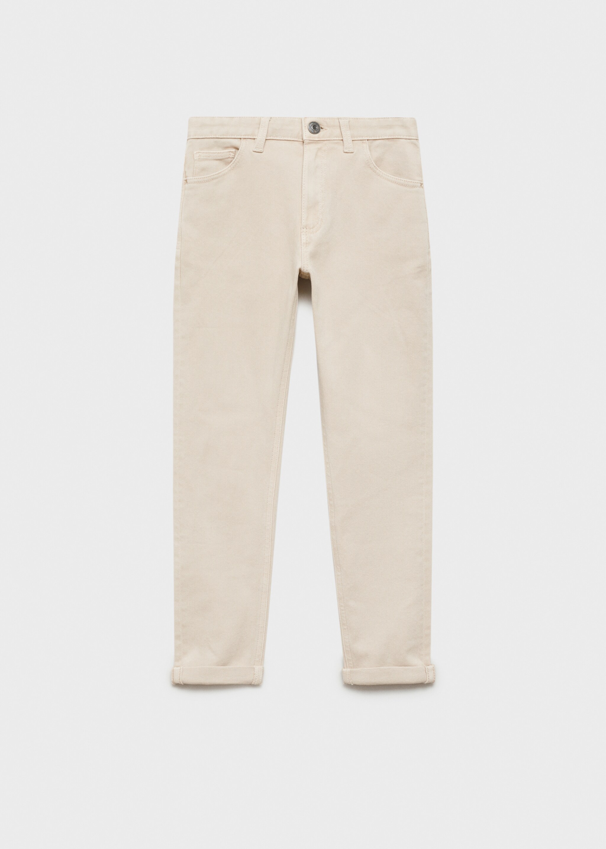 Straight cotton jeans - Article without model, Beige. Ref: 87080622-00.