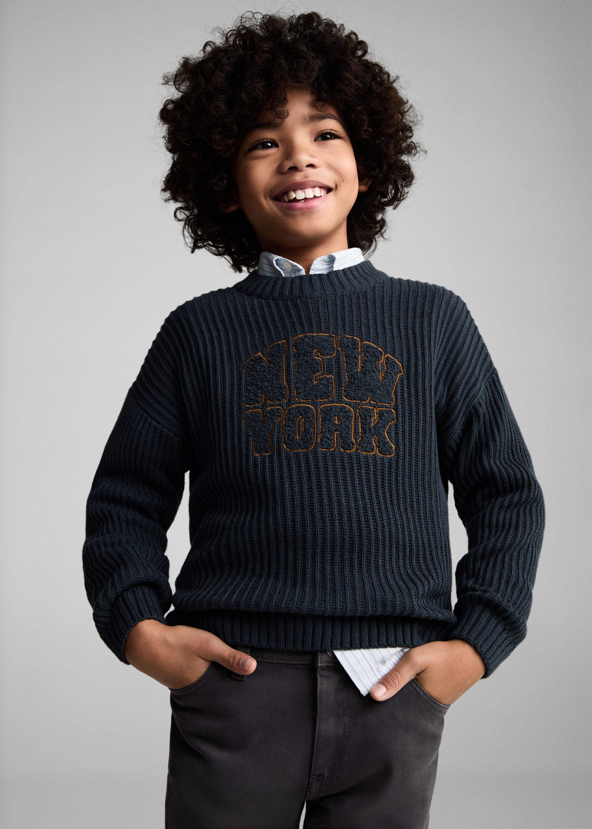 Gerade Baumwolljeans - Mittlere Ansicht, Anthrazit. Ref: 87080622-00.