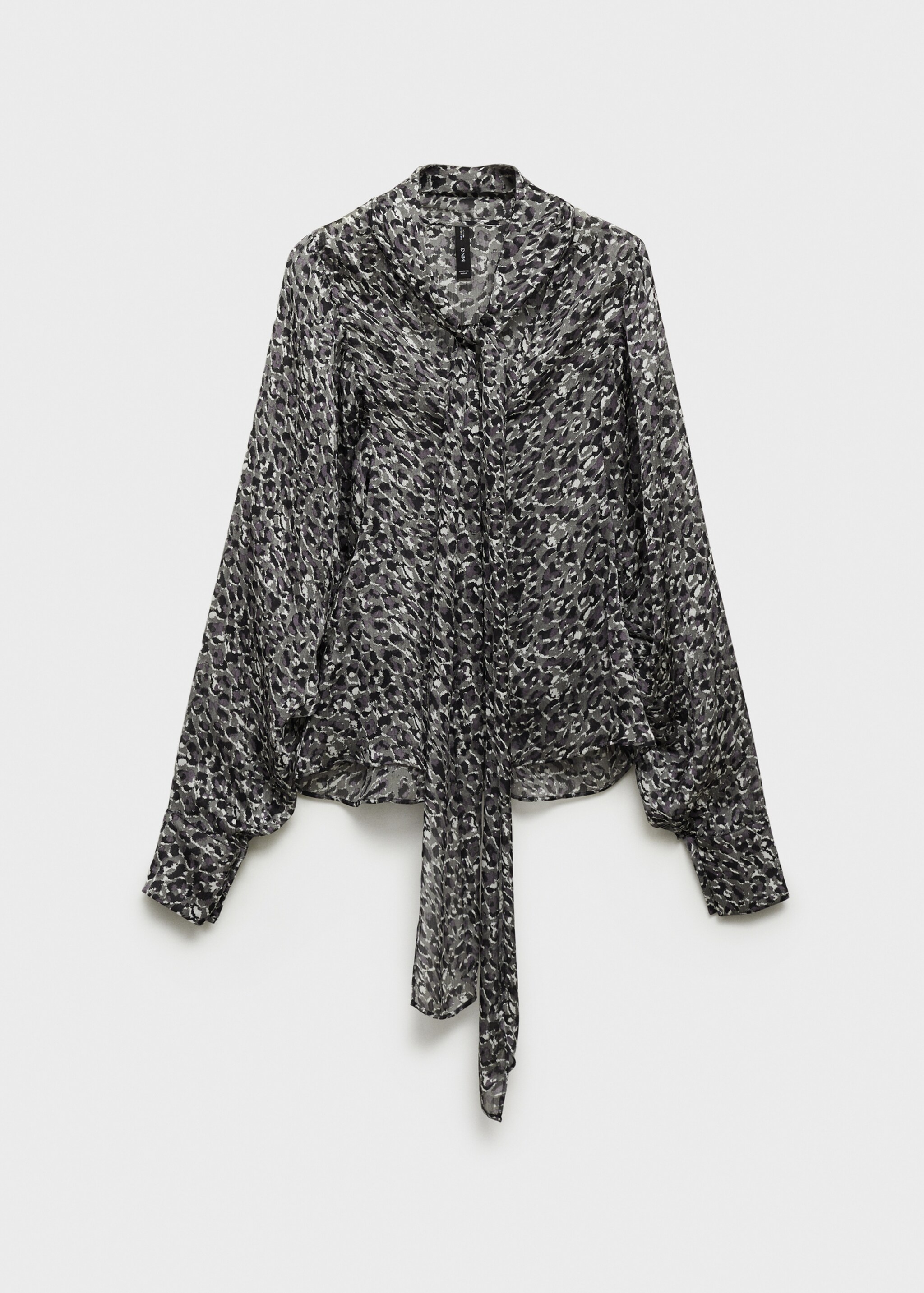 Blusa animal print fiocco collo - Articolo senza modello, Nero. Ref: 87080628-00.