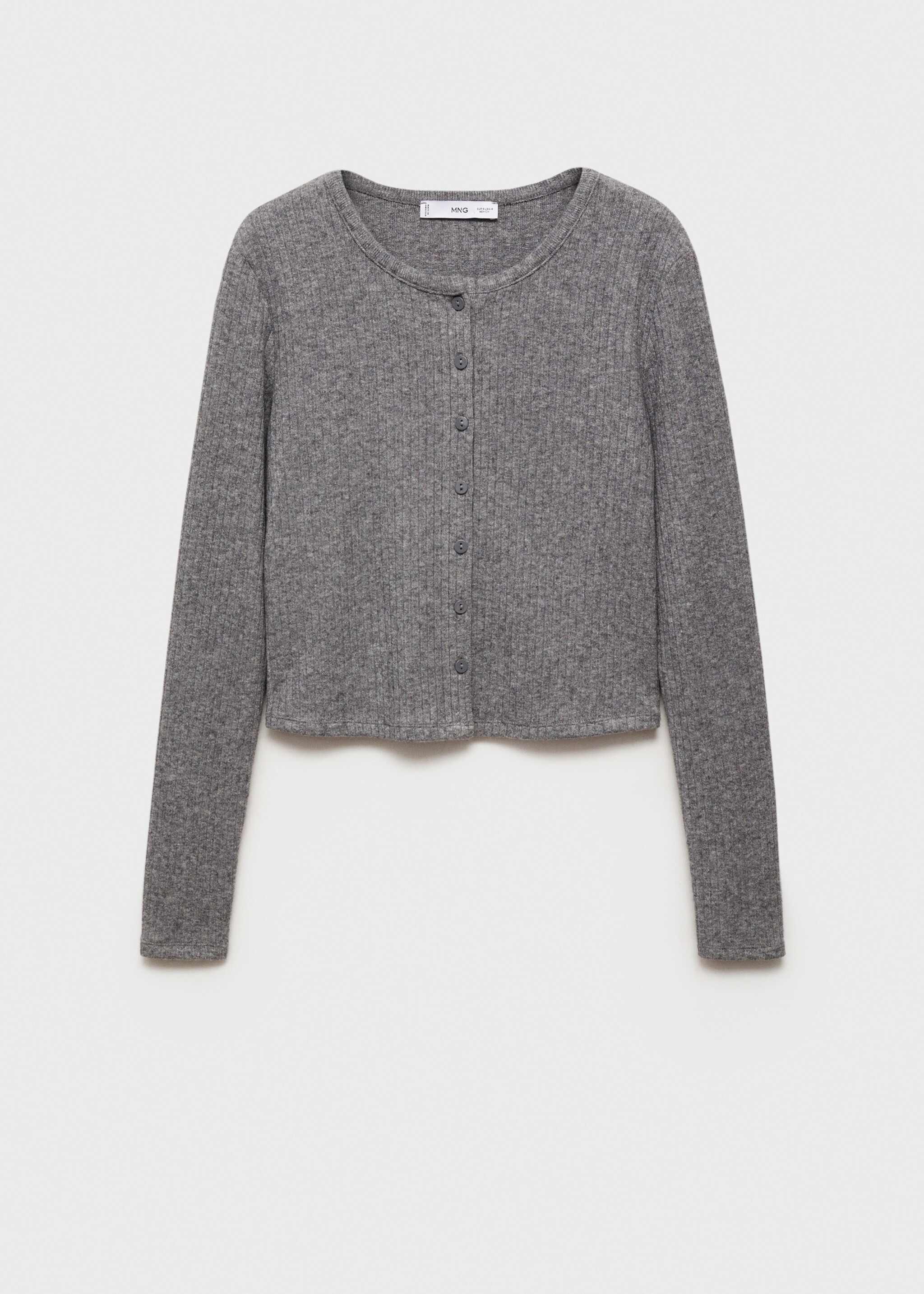 Buttoned ribbed cardigan - Article without model, Grey. Ref: 87080629-00.