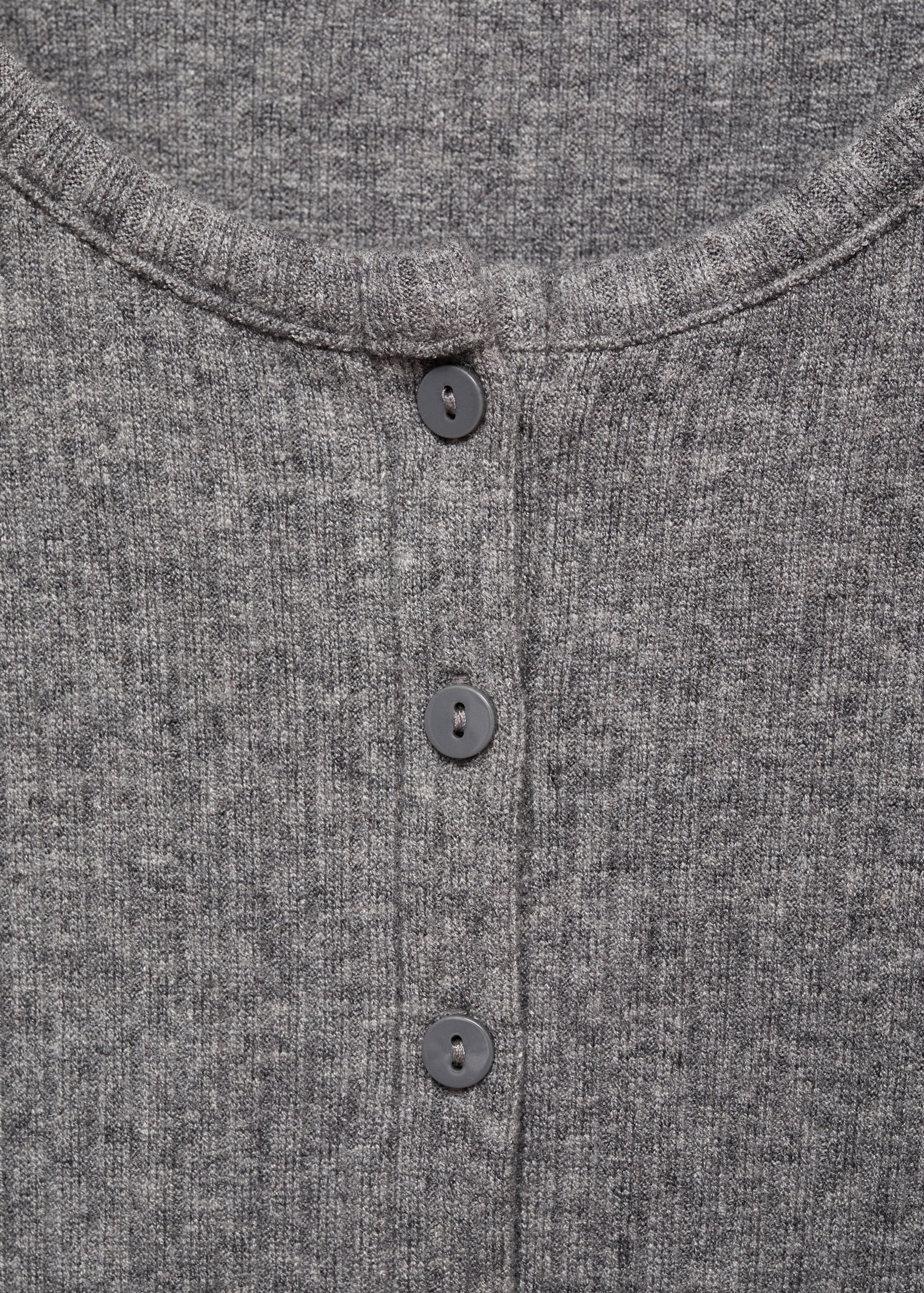 Buttoned ribbed cardigan - Details of the article 8, Grey. Ref: 87080629-00.