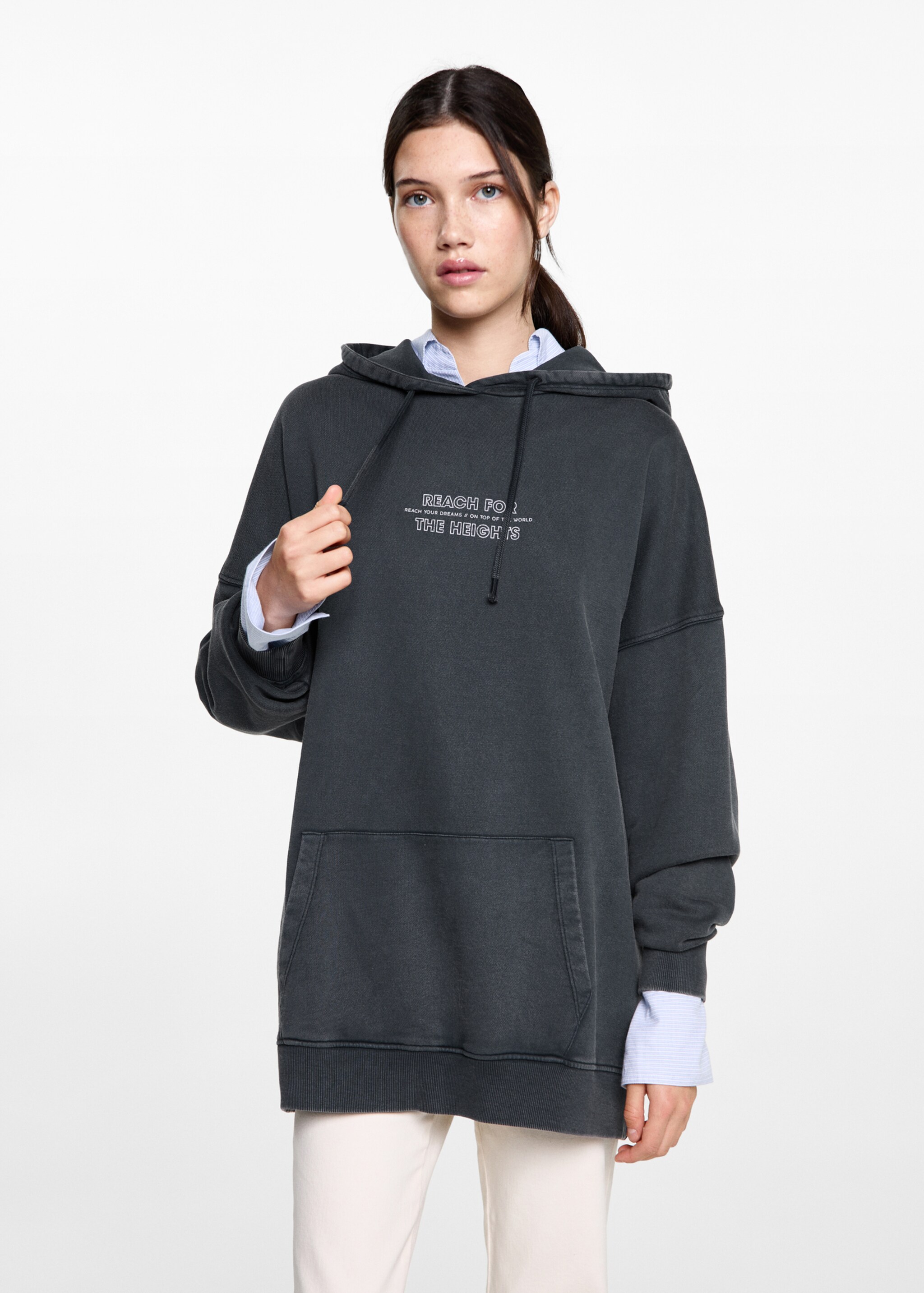 Oversized message sweatshirt - Medium plane, Charcoal. Ref: 87080632-00.
