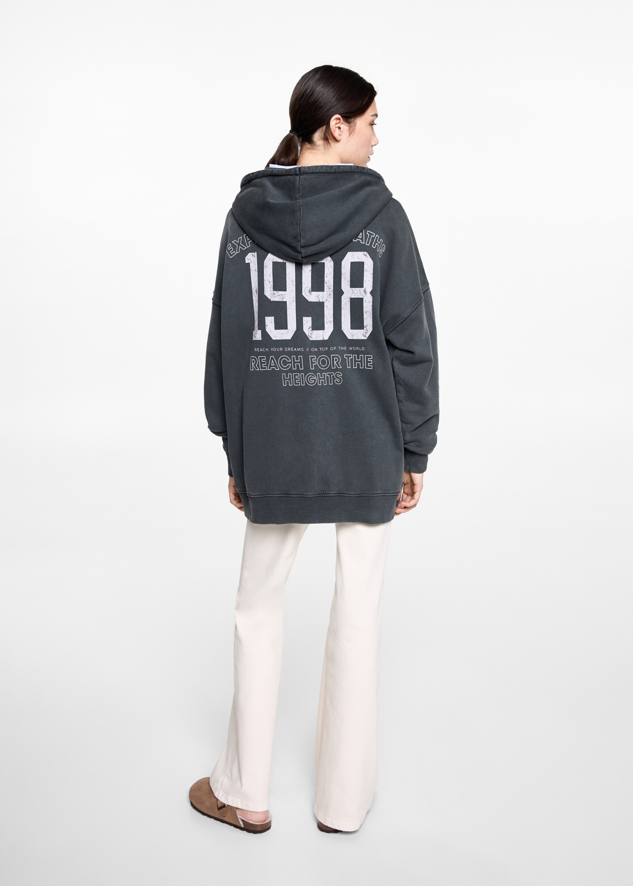 Oversized message sweatshirt - Reverse of the article, Charcoal. Ref: 87080632-00.