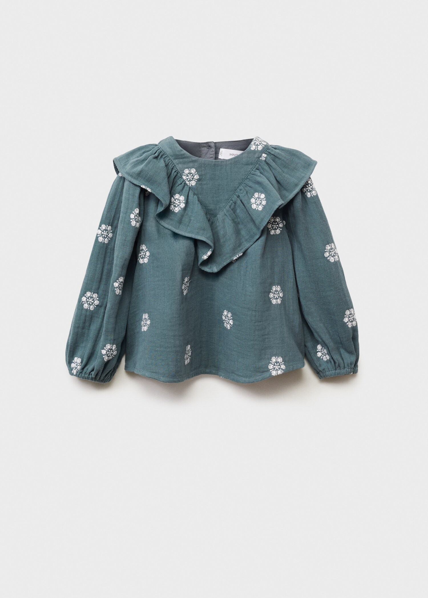 Mönstrad blus med volanger - Artikel utan modell