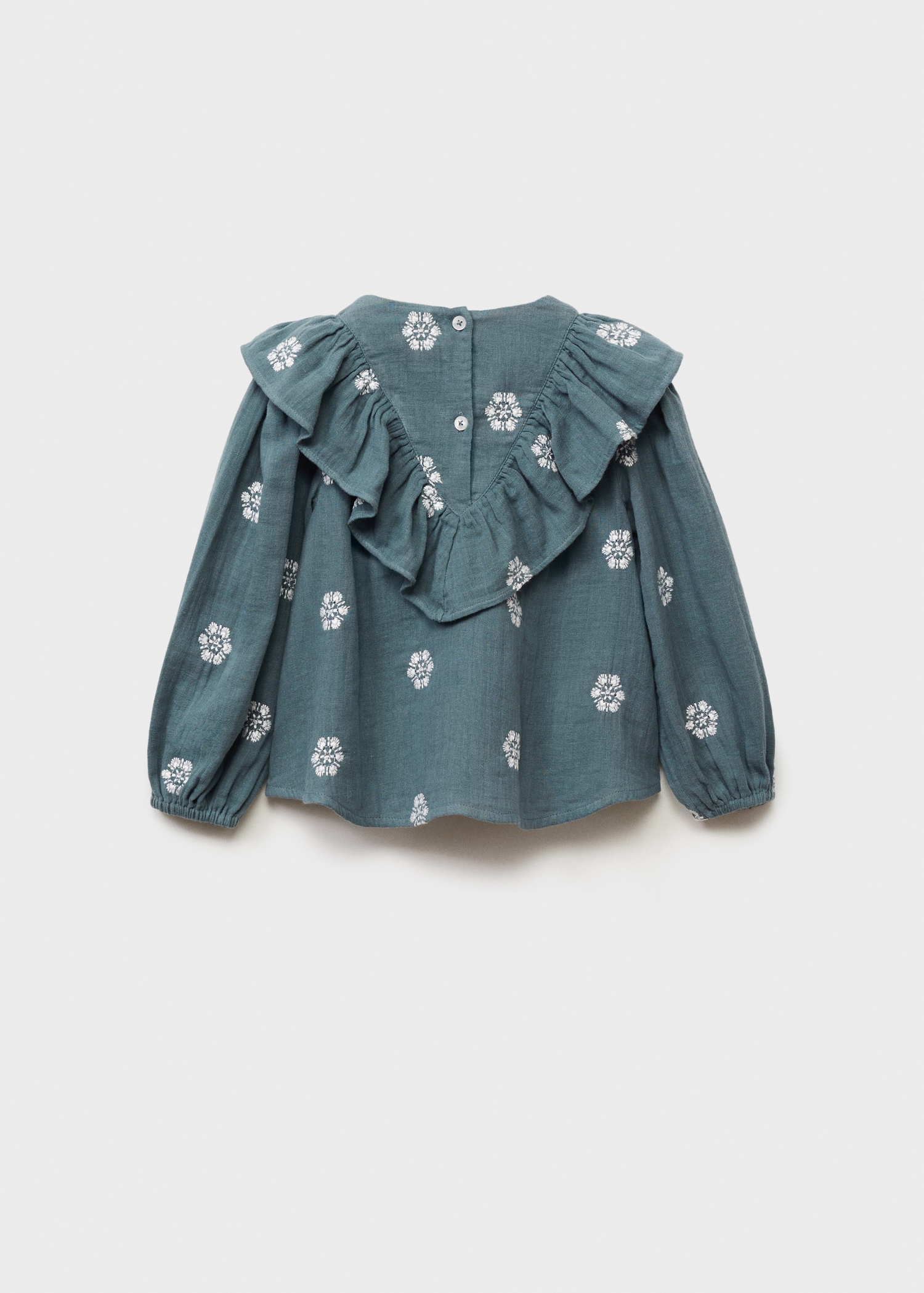 Mönstrad blus med volanger - Artikelns baksida