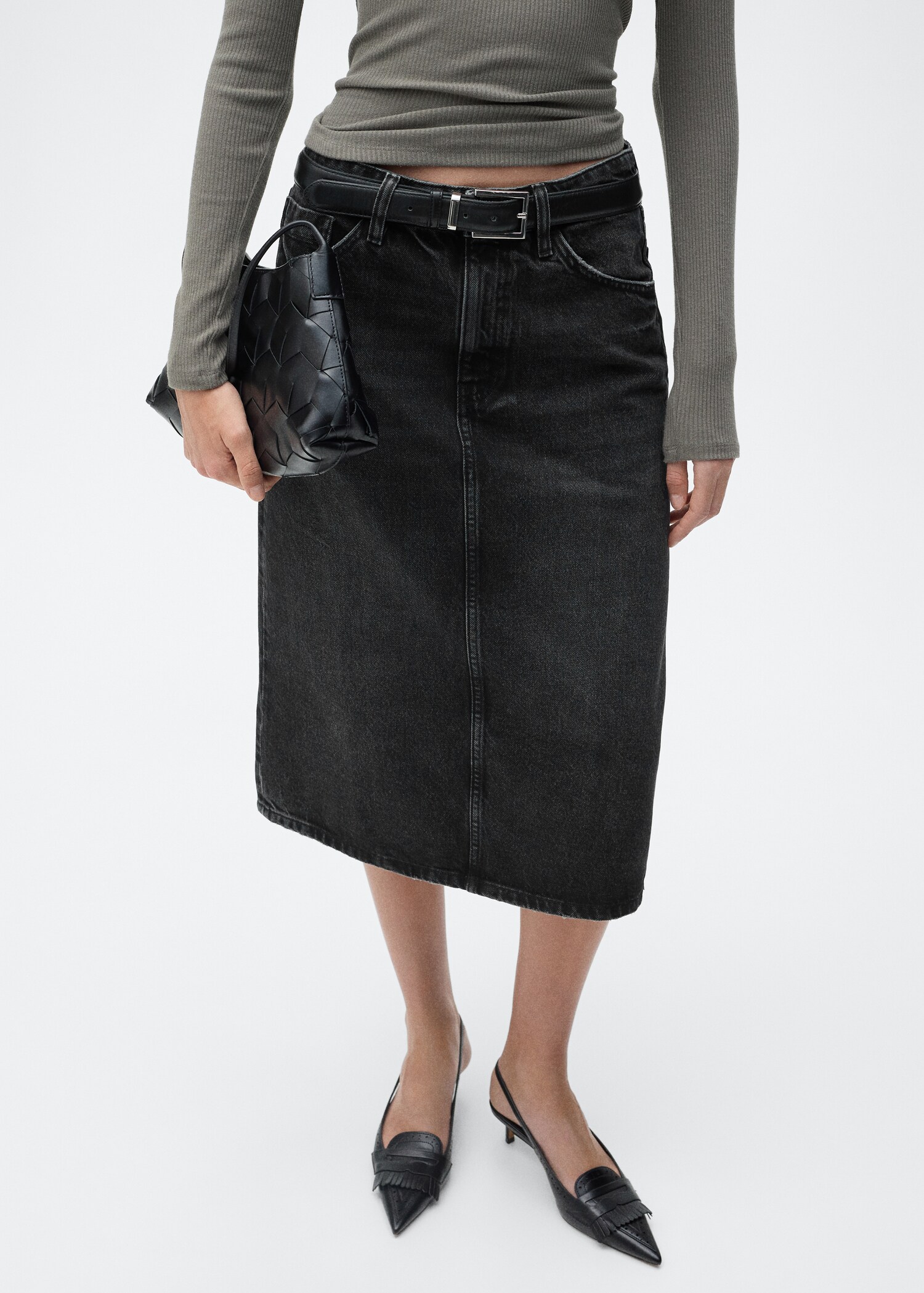 Midi denim skirt - Medium plane