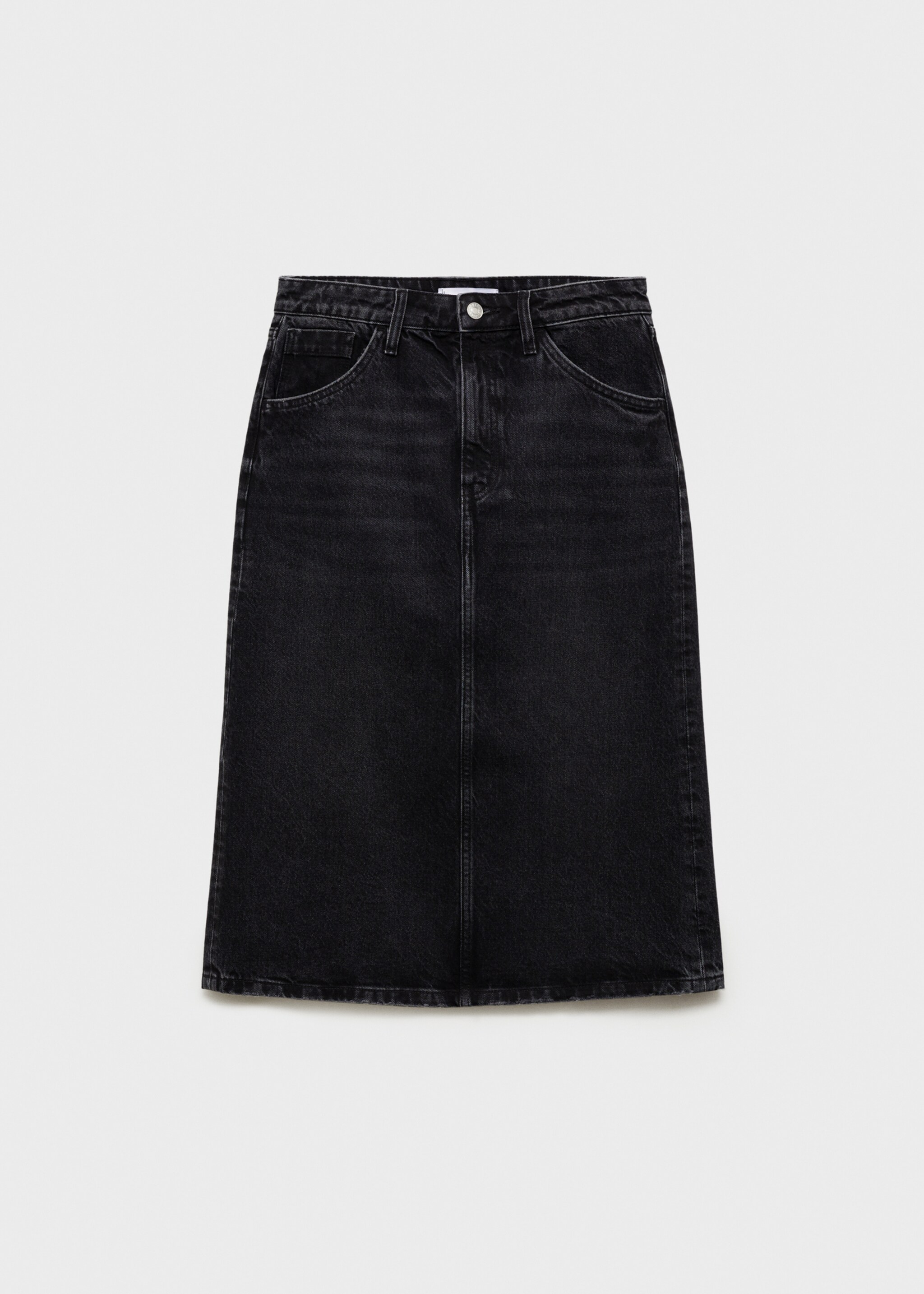 Midi denim skirt - Article without model, Black denim. Ref: 87080636-00.