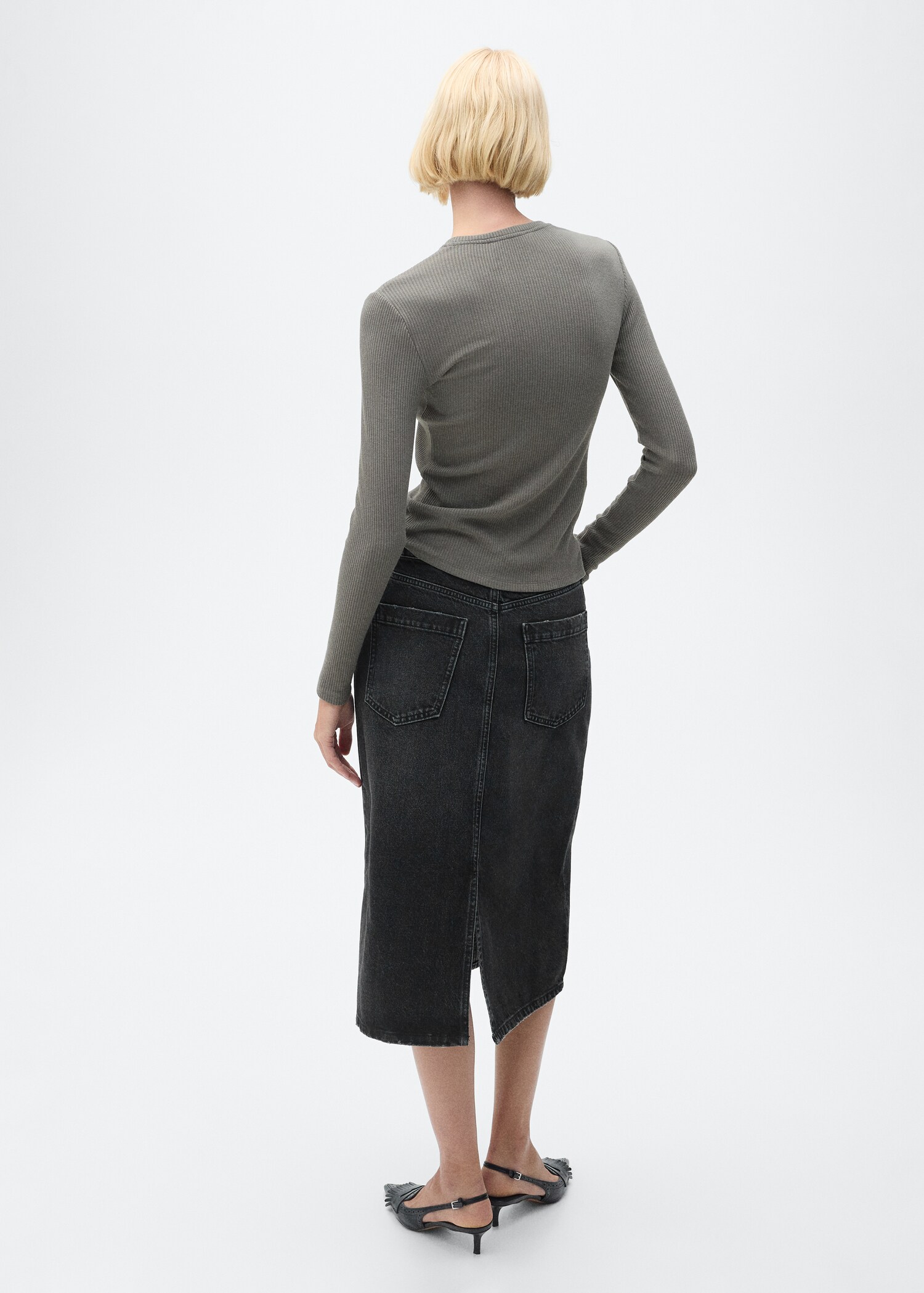 Midi denim skirt - Reverse of the article