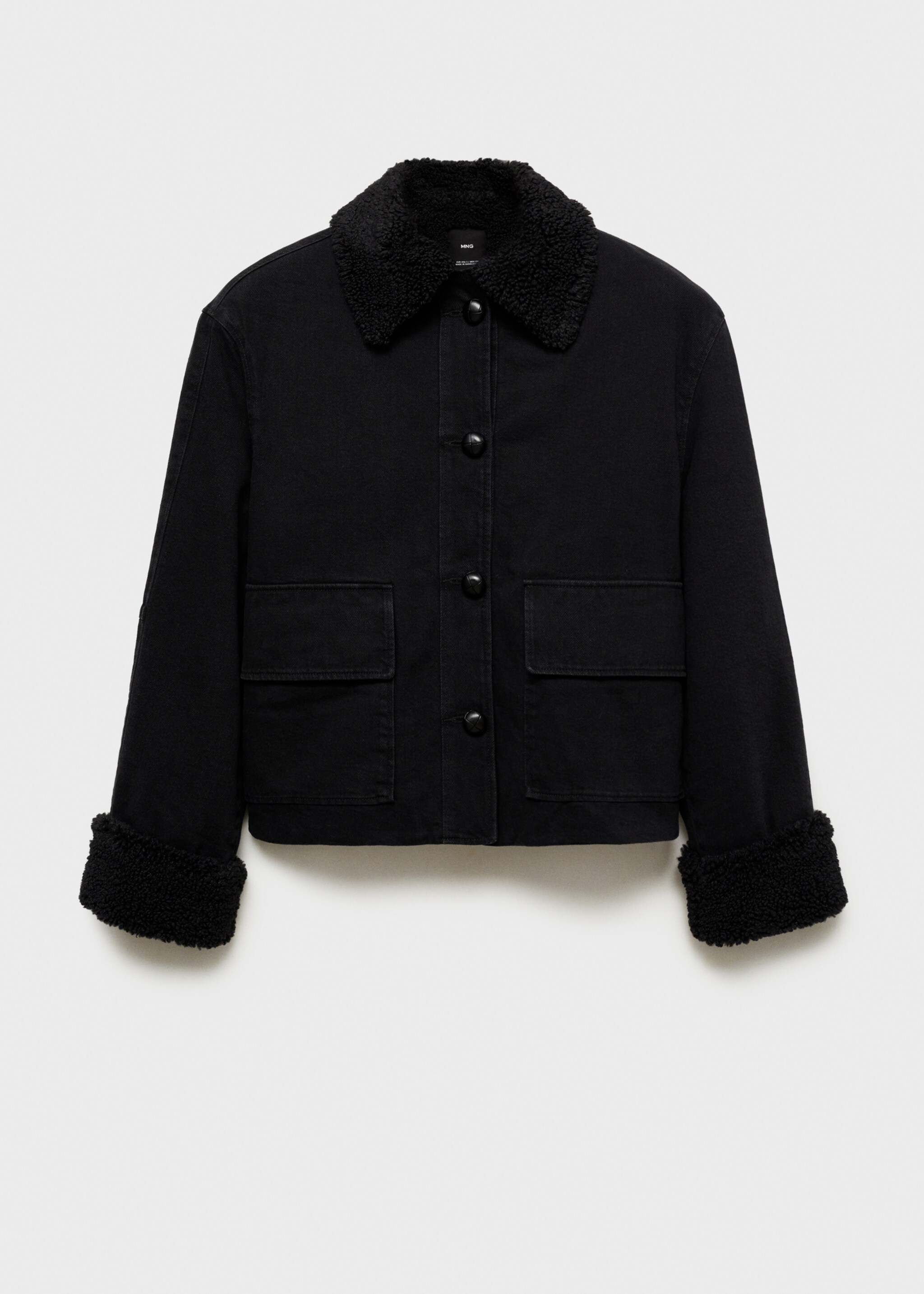 Blouson double face imitation mouton retourné - Article sans modèle, Black denim. Ref: 87080637-00.