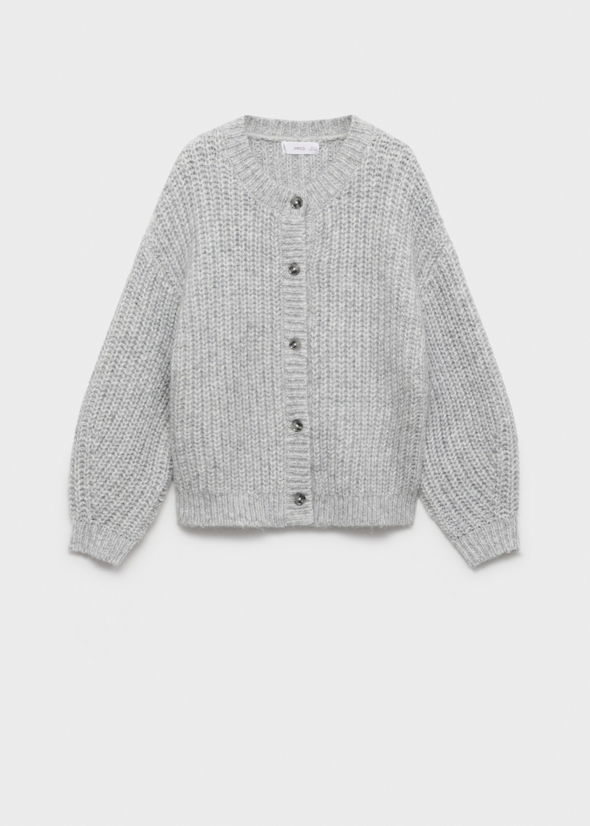 Ribbed knitted cardigan with buttons - Article without model, Medium Heather Grey. Ref: 87080638-00.