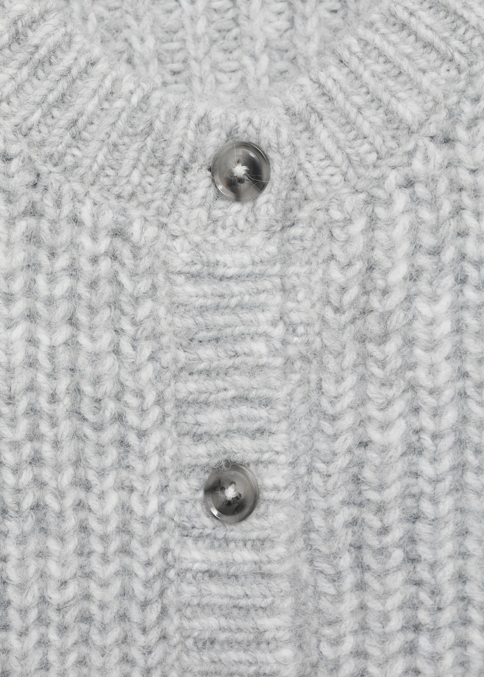 Ribbed knitted cardigan with buttons - Details of the article 8, Medium Heather Grey. Ref: 87080638-00.