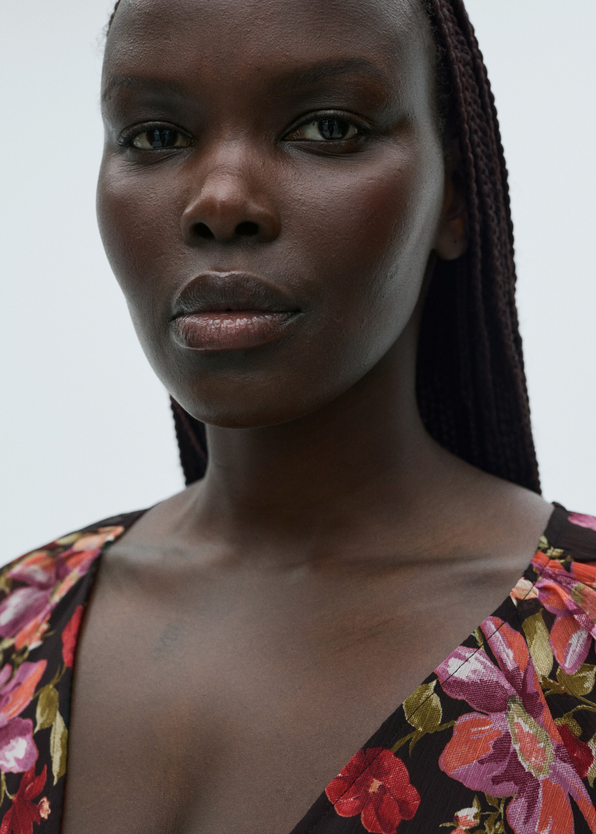 Floral puff-sleeve dress - Details of the article 4, Black. Ref: 87080642-00.