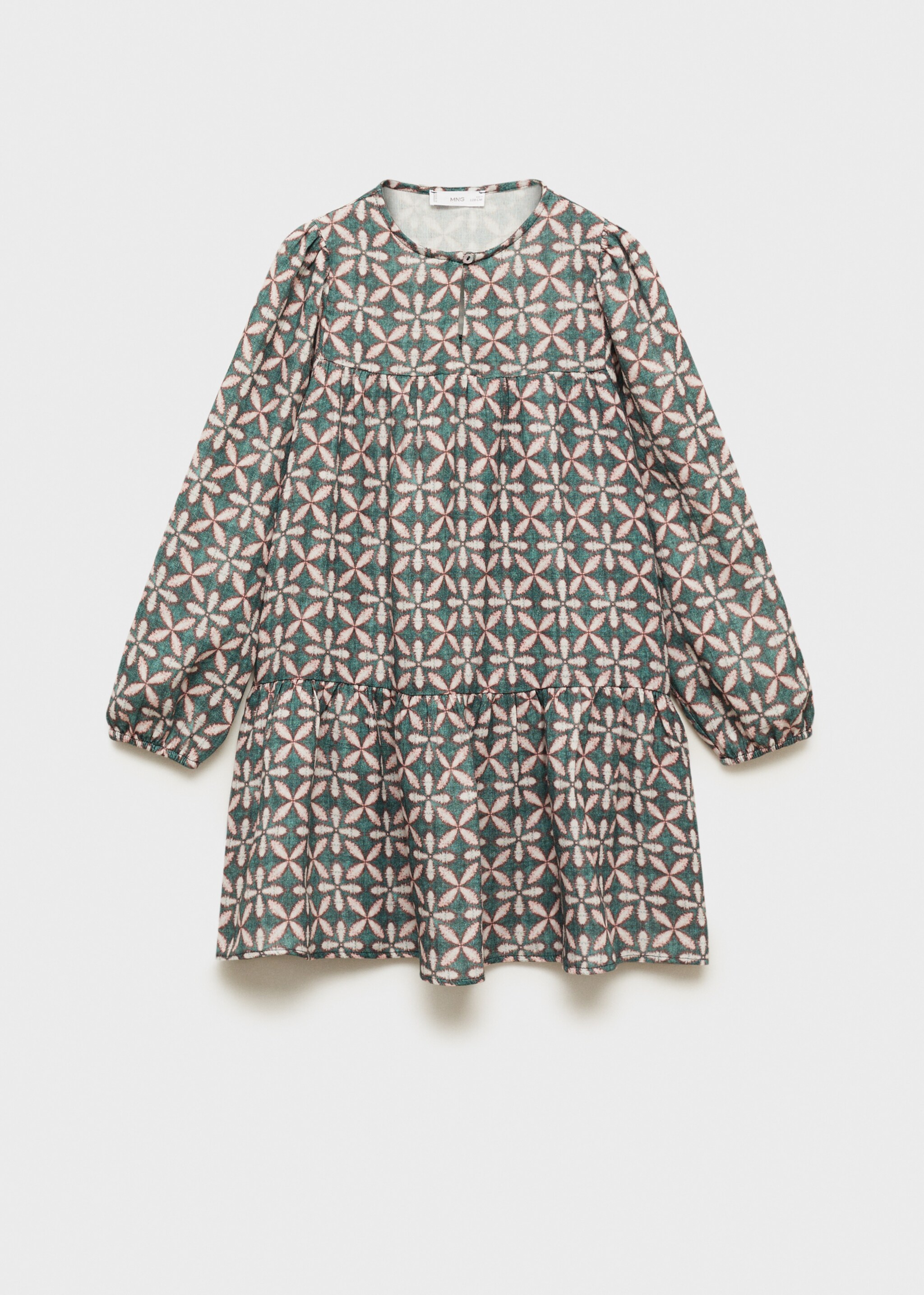 Ruffled printed dress - Article without model, Green. Ref: 87080643-00.