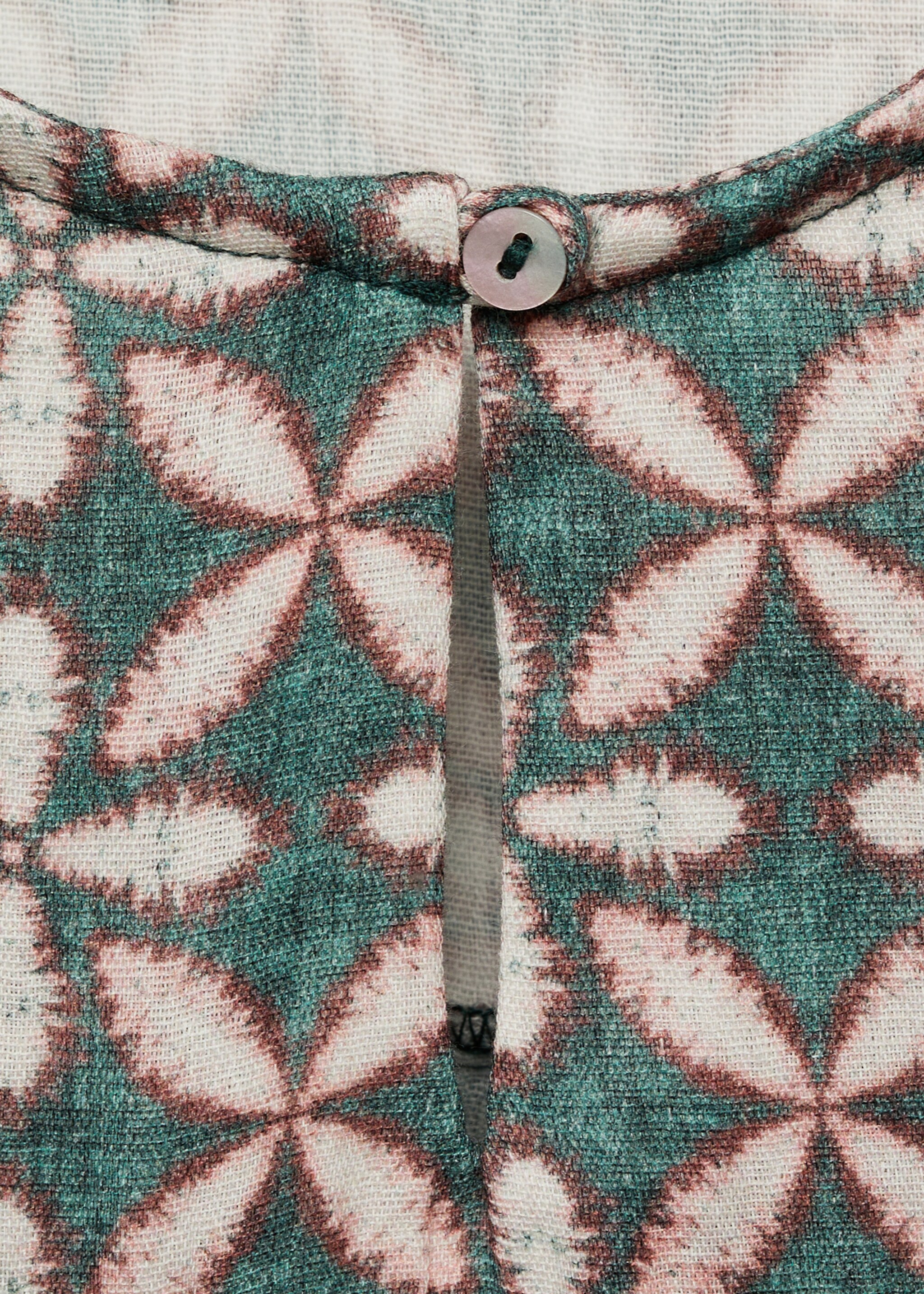 Ruffled printed dress - Details of the article 0, Green. Ref: 87080643-00.