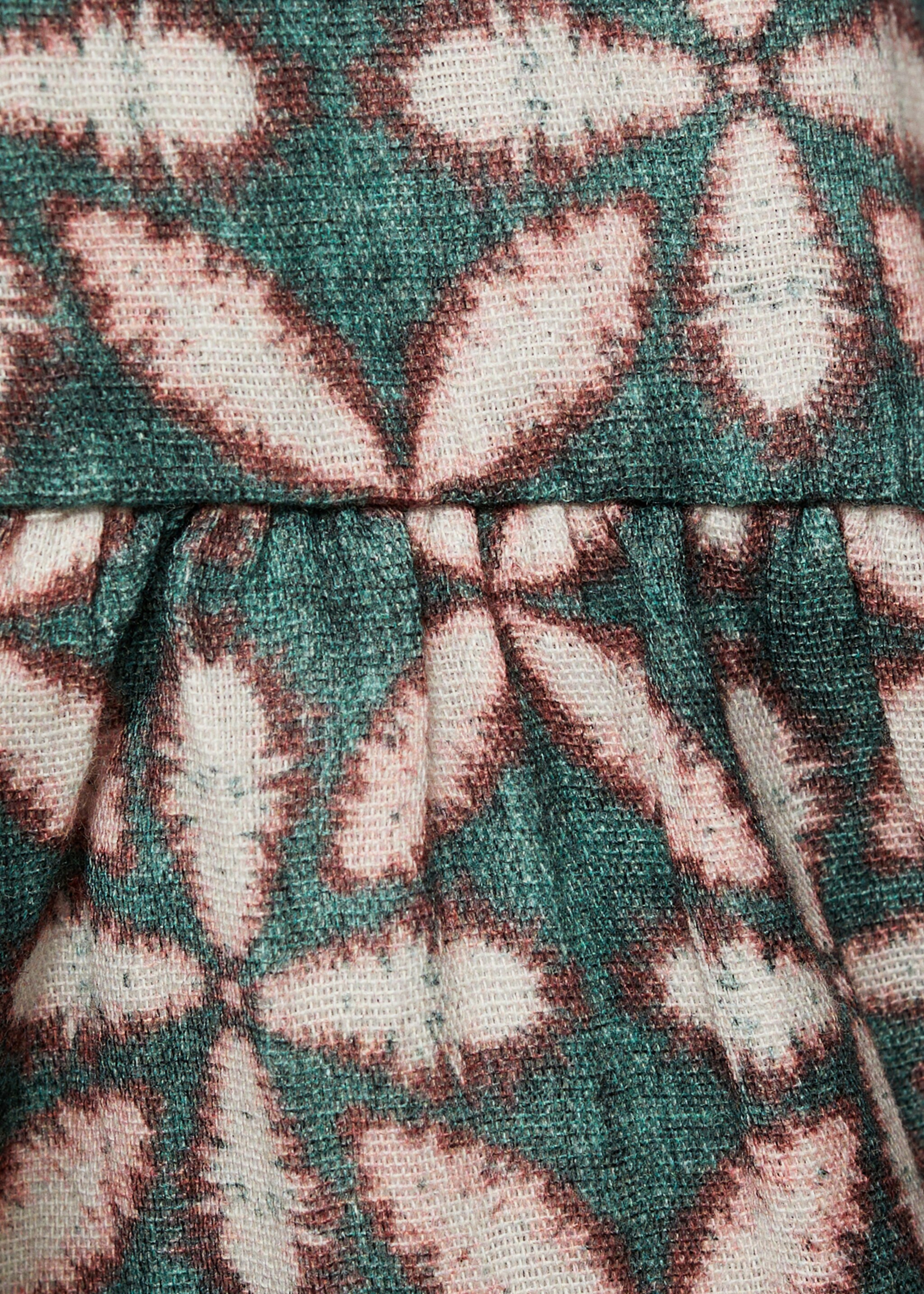 Ruffled printed dress - Details of the article 8, Green. Ref: 87080643-00.