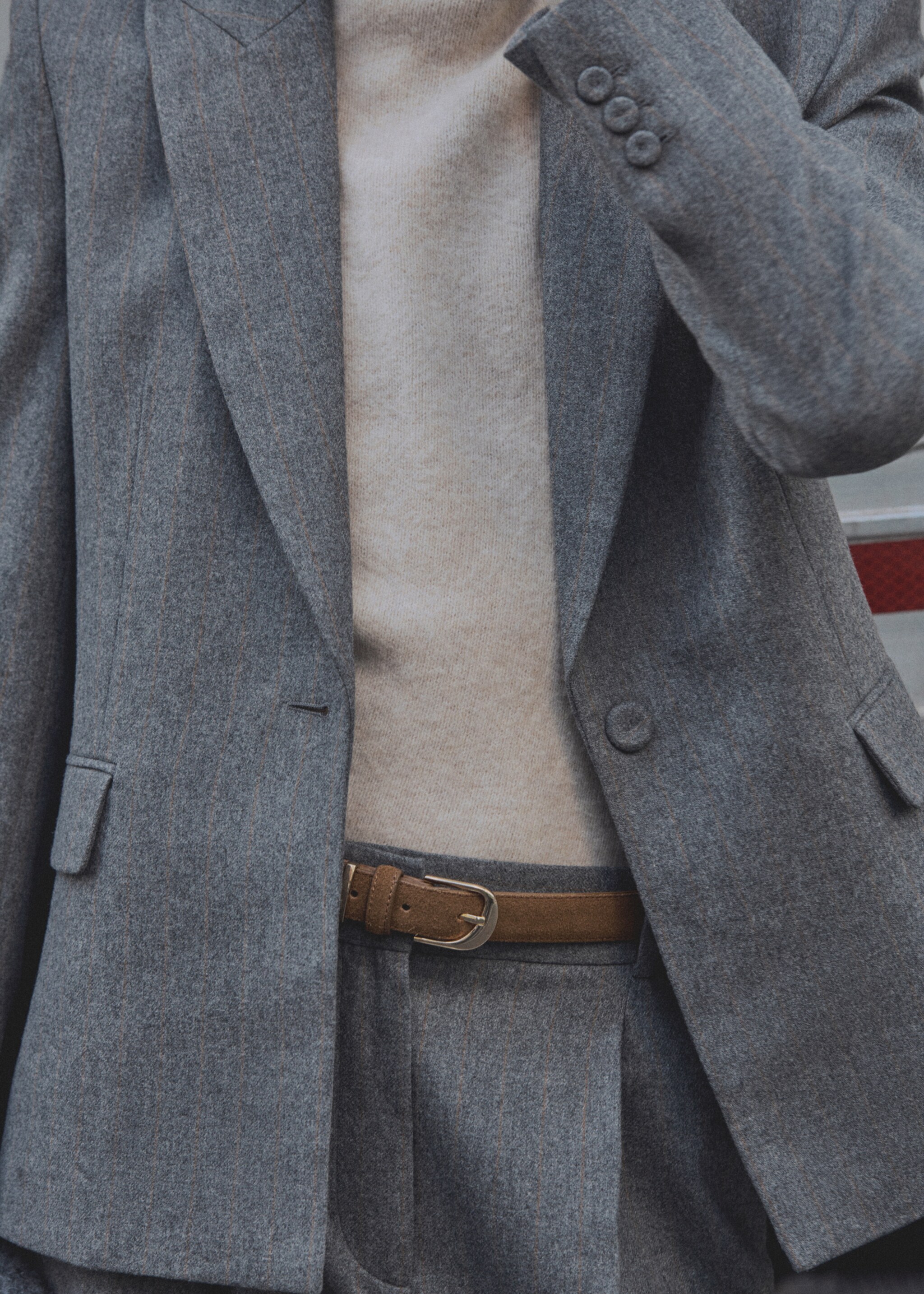 Marynarka garniturowa z wełny dziewiczej - Plan średni, Szary. Ref: 87080653-00.