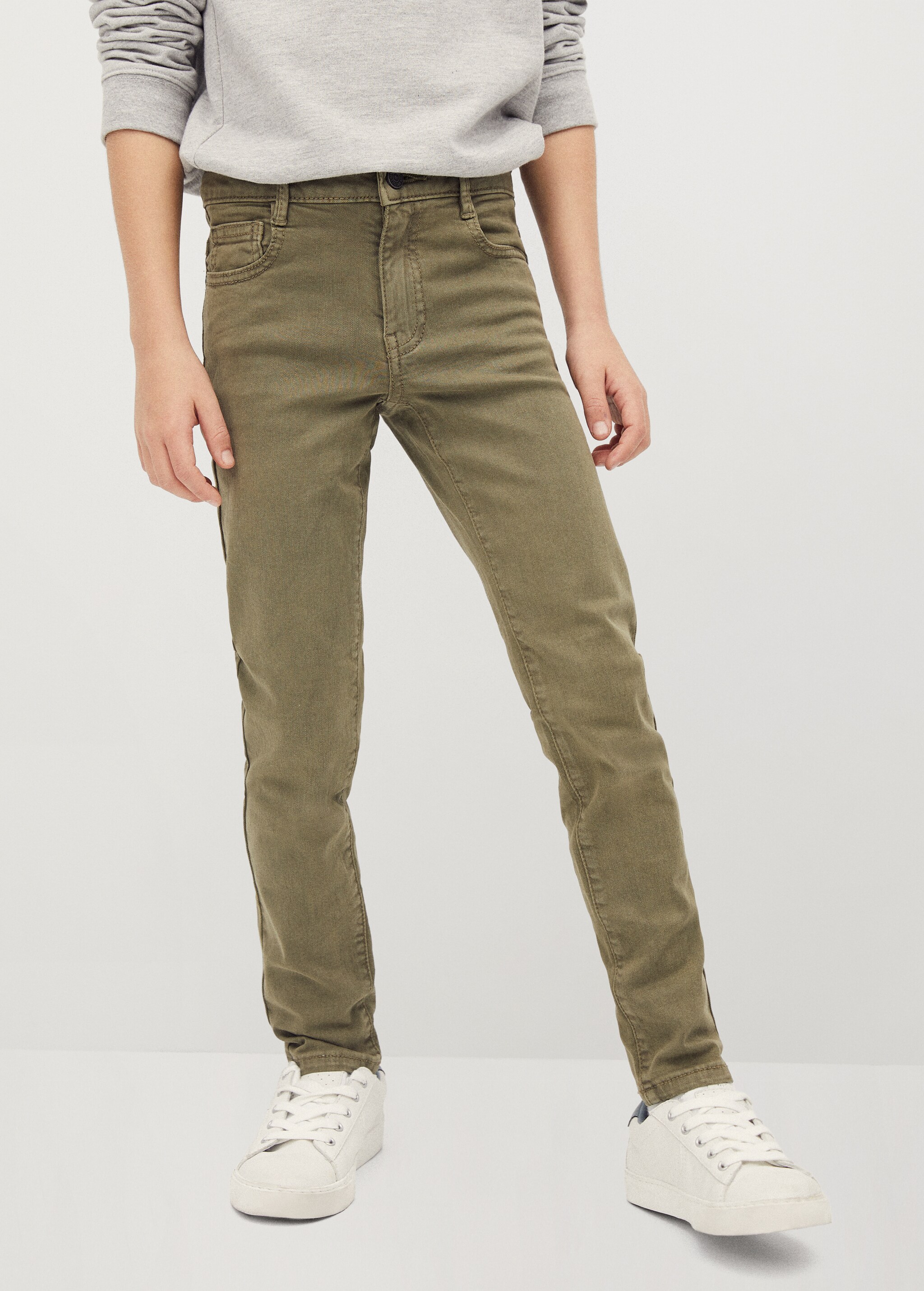 Bavlněné kalhoty slim fit - Náhled ve středové rovině
