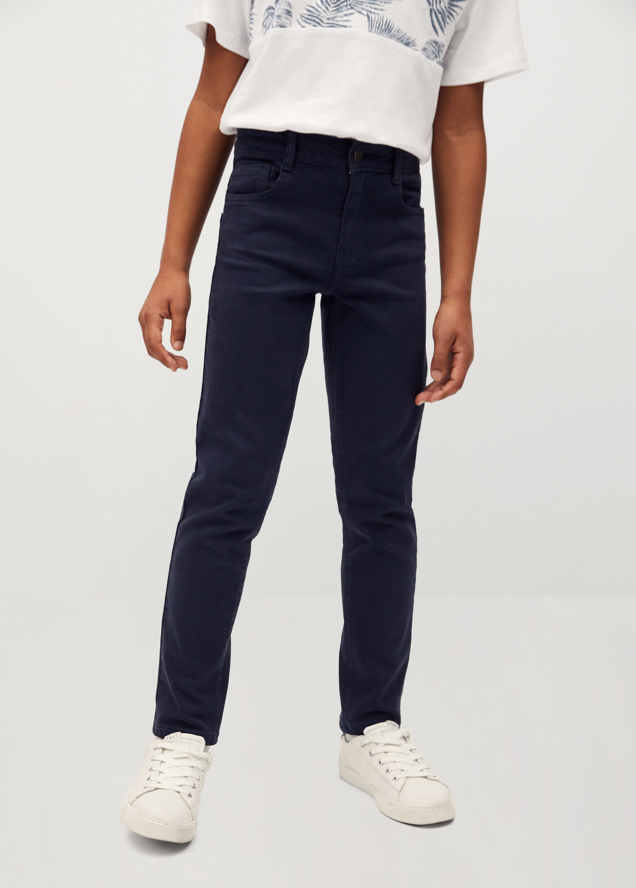 Bavlněné kalhoty slim fit - Náhled ve středové rovině