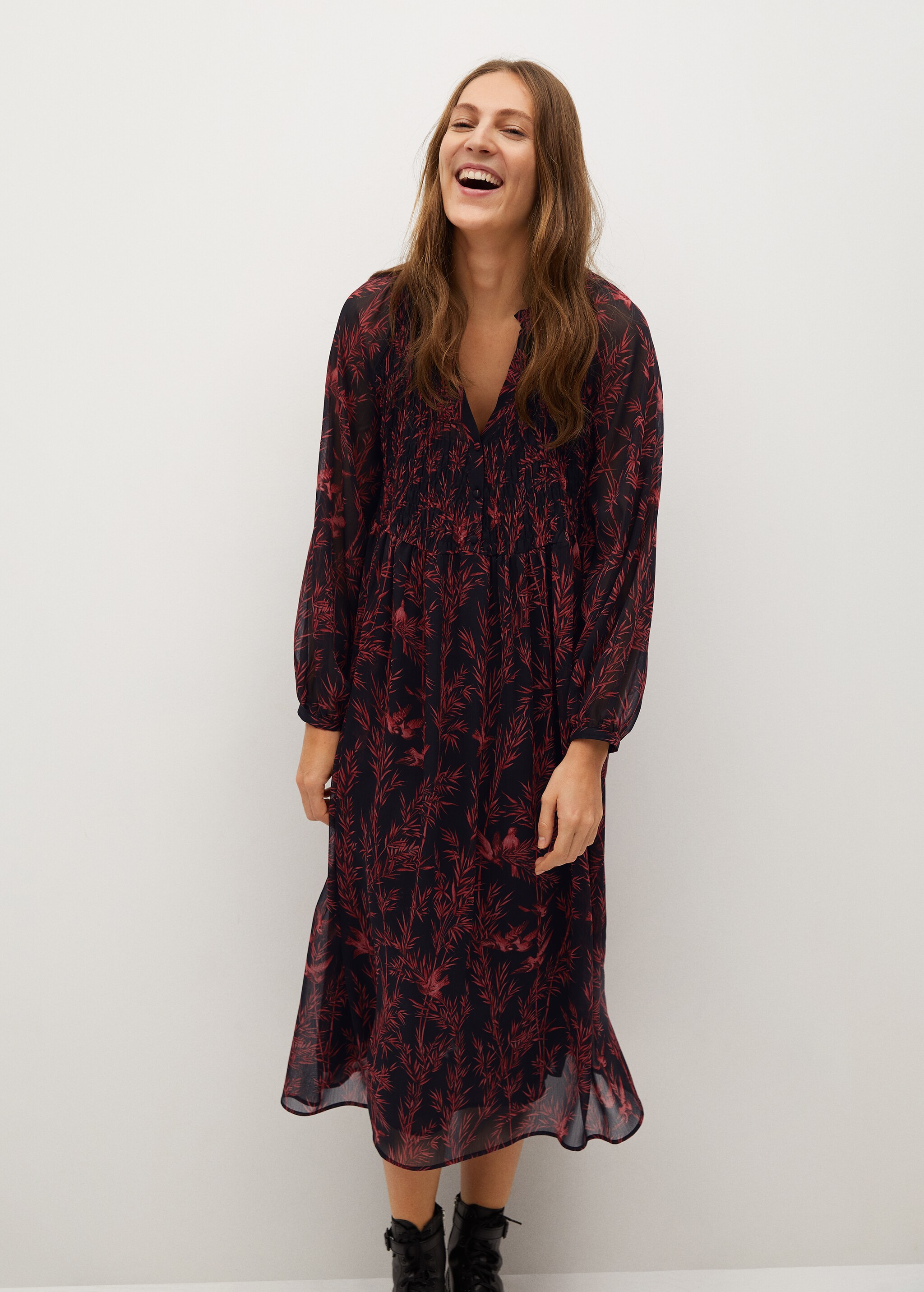 Vestido fluido estampado - Plano medio