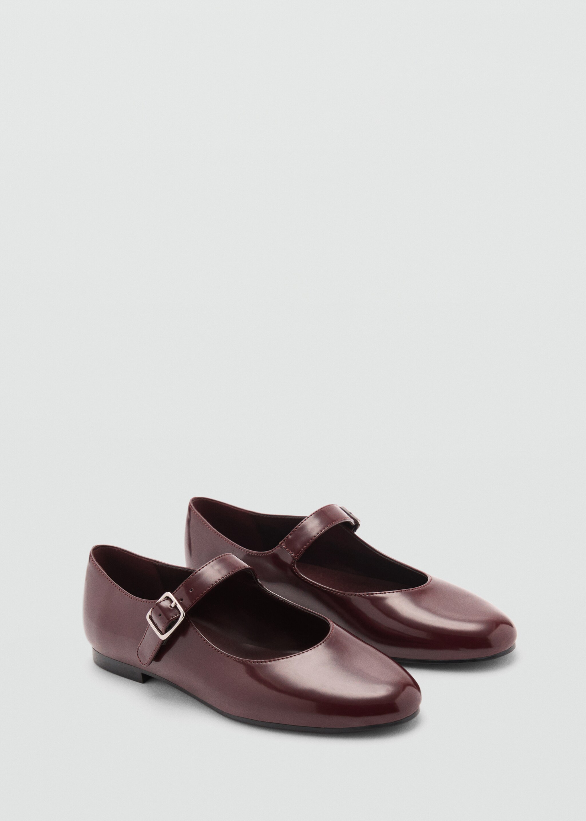 Patent leather-effect ballet flats - Medium plane, Burgundy. Ref: 87081048-00.