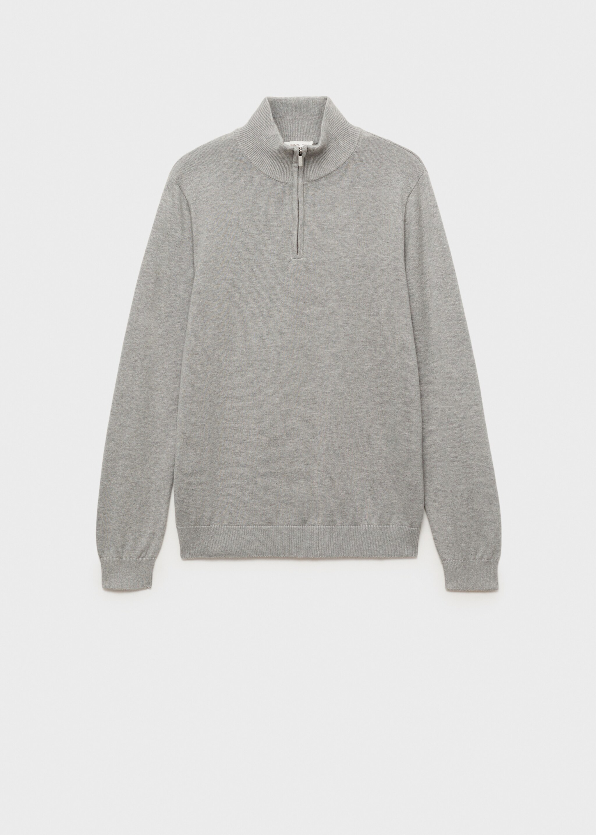 Perkins-neck sweater with zip - Article without model, Medium Heather Grey. Ref: 87081049-00.