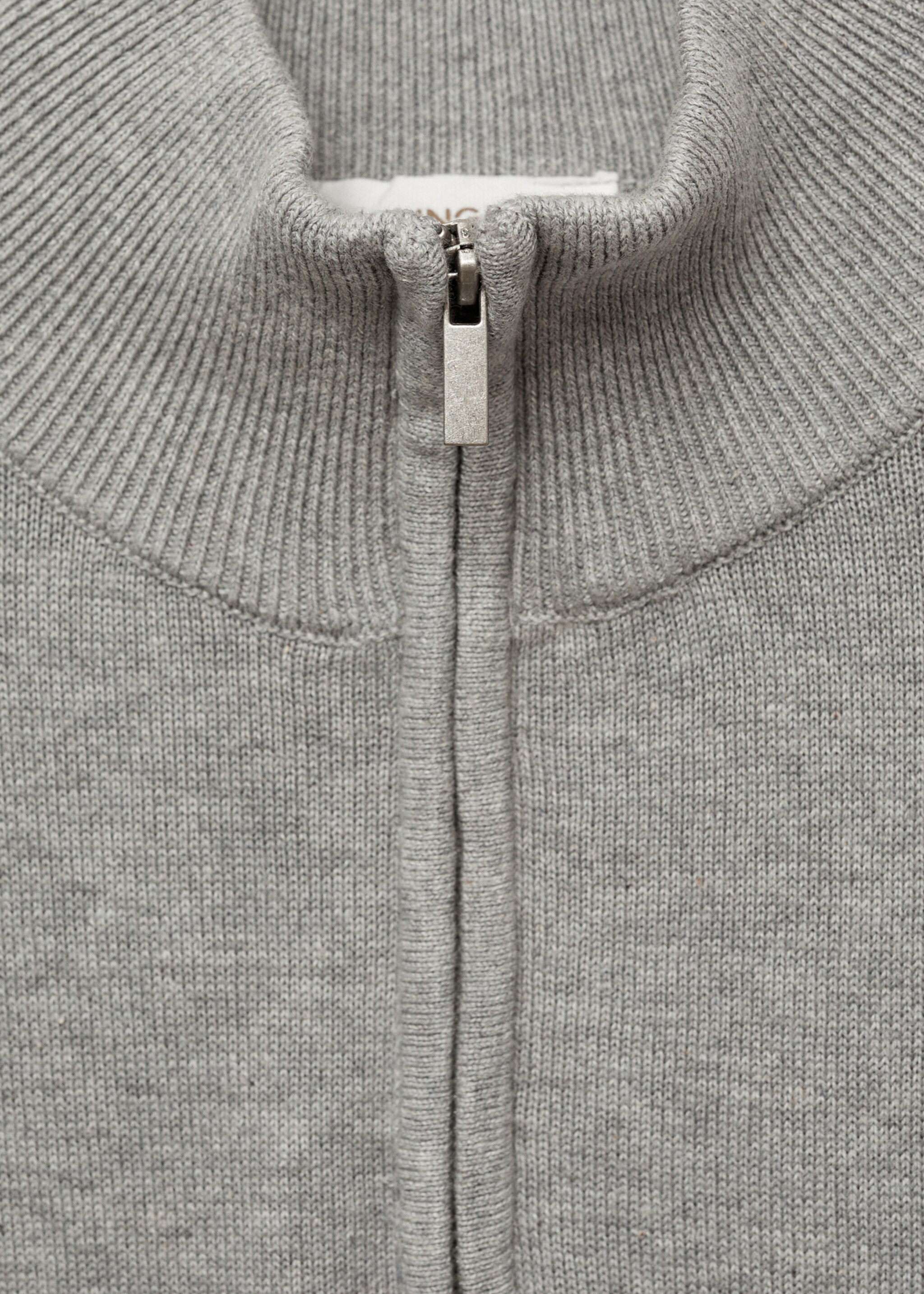 Perkins-neck sweater with zip - Details of the article 8, Medium Heather Grey. Ref: 87081049-00.