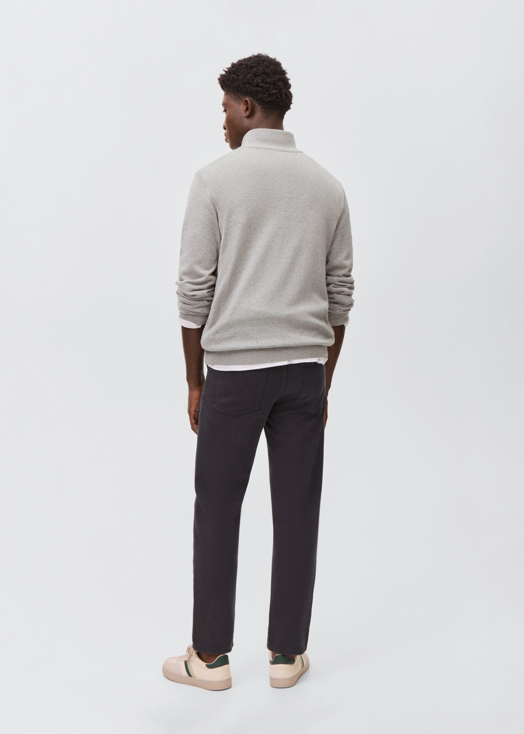 Perkins-neck sweater with zip - Reverse of the article, Medium Heather Grey. Ref: 87081049-00.