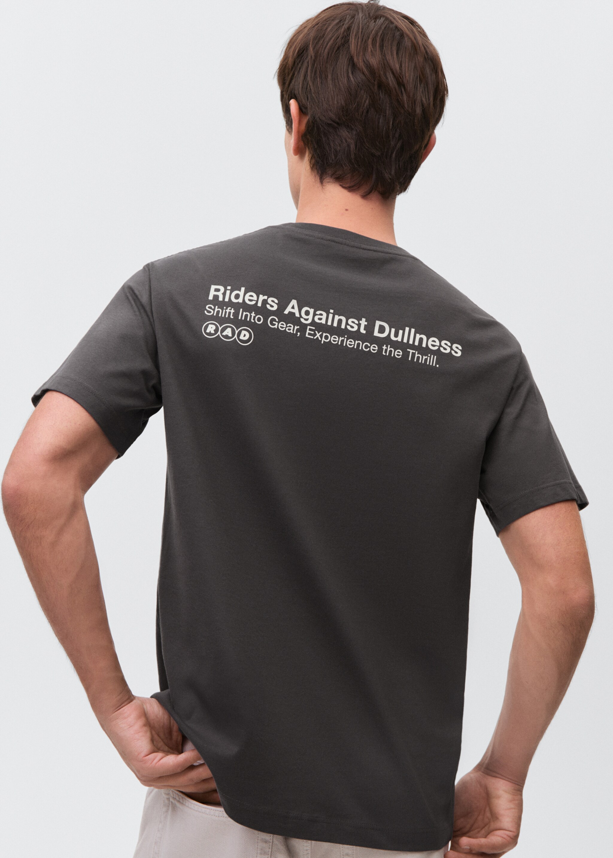 Printed cotton-blend T-shirt - Reverse of the article, Charcoal. Ref: 87081052-00.