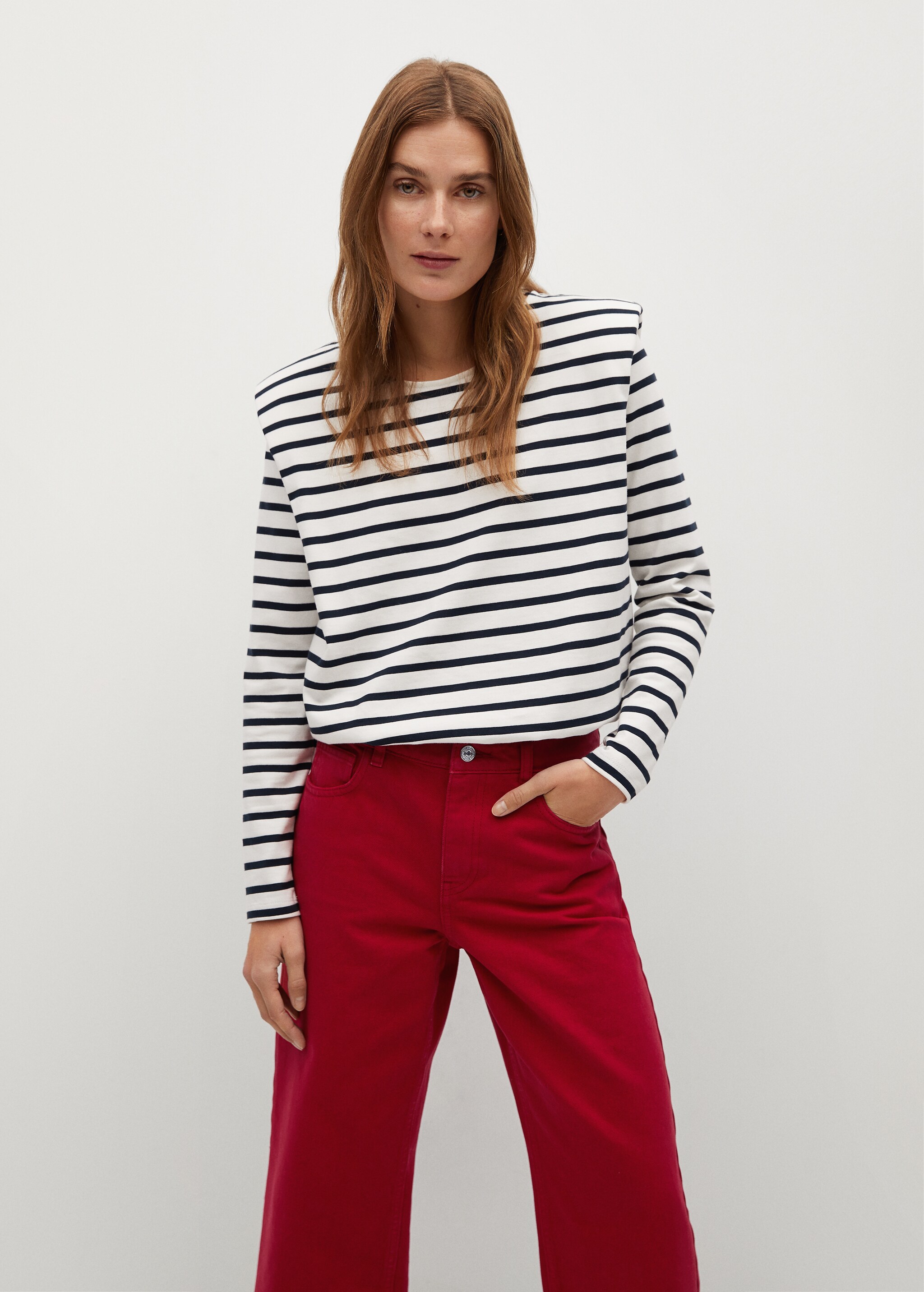 Jeans culotte tiro alto - Plano medio