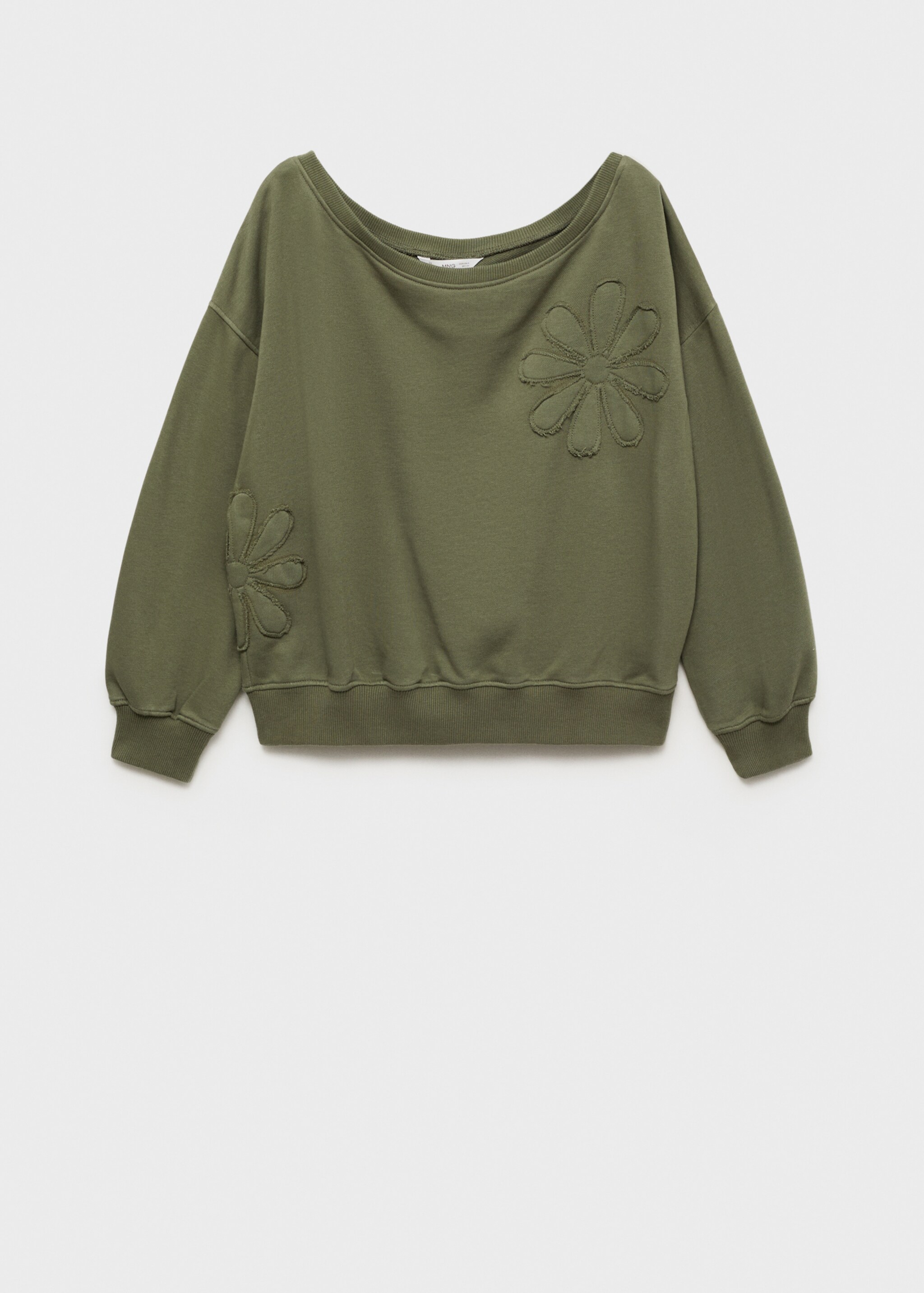 Sweat-shirt broderie florale - Article sans modèle, Kaki. Ref: 87081513-00.