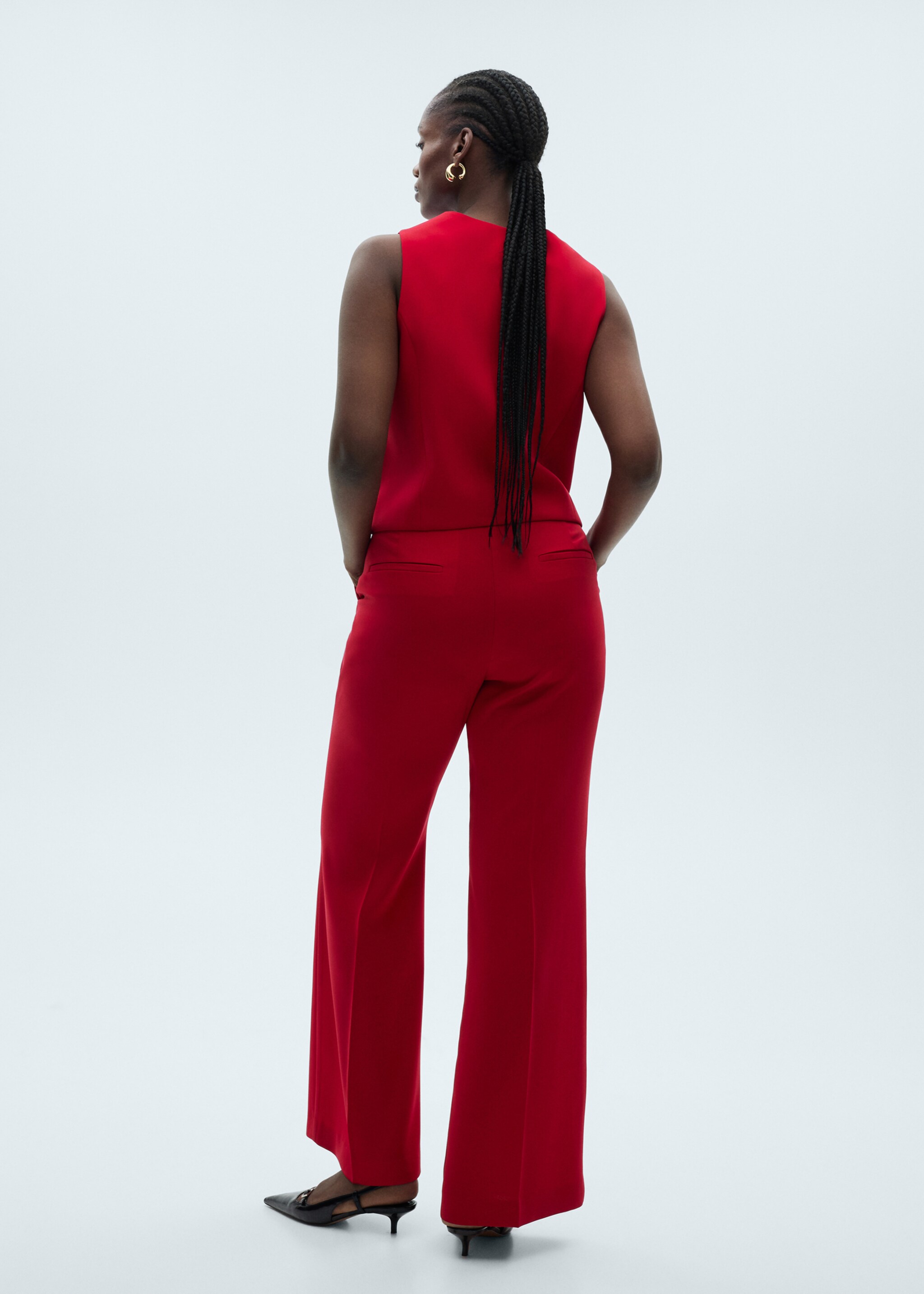 Pantalón traje wideleg - Detalle del artículo 4, Rojo. Ref: 87081518-00.