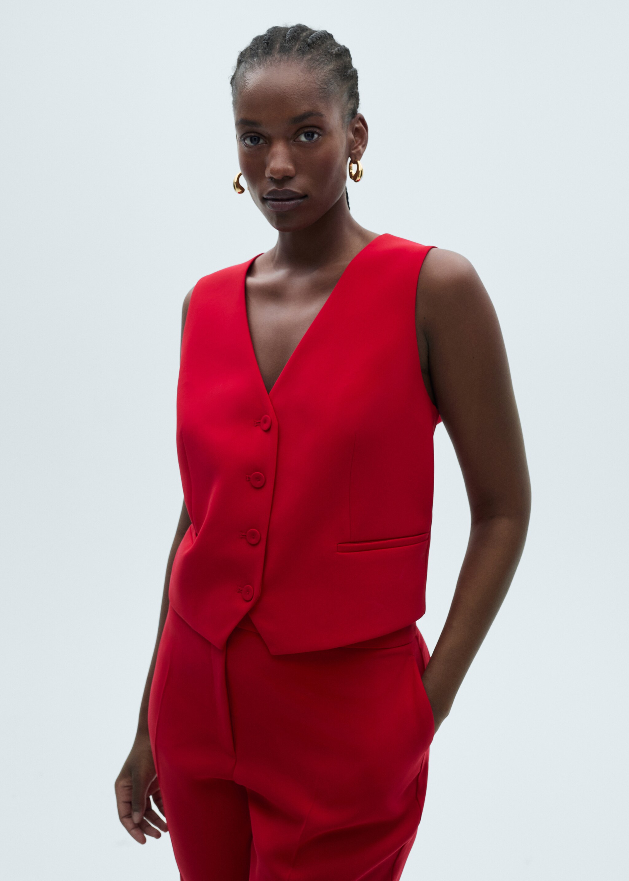 Pantalón traje wideleg - Detalle del artículo 5, Rojo. Ref: 87081518-00.